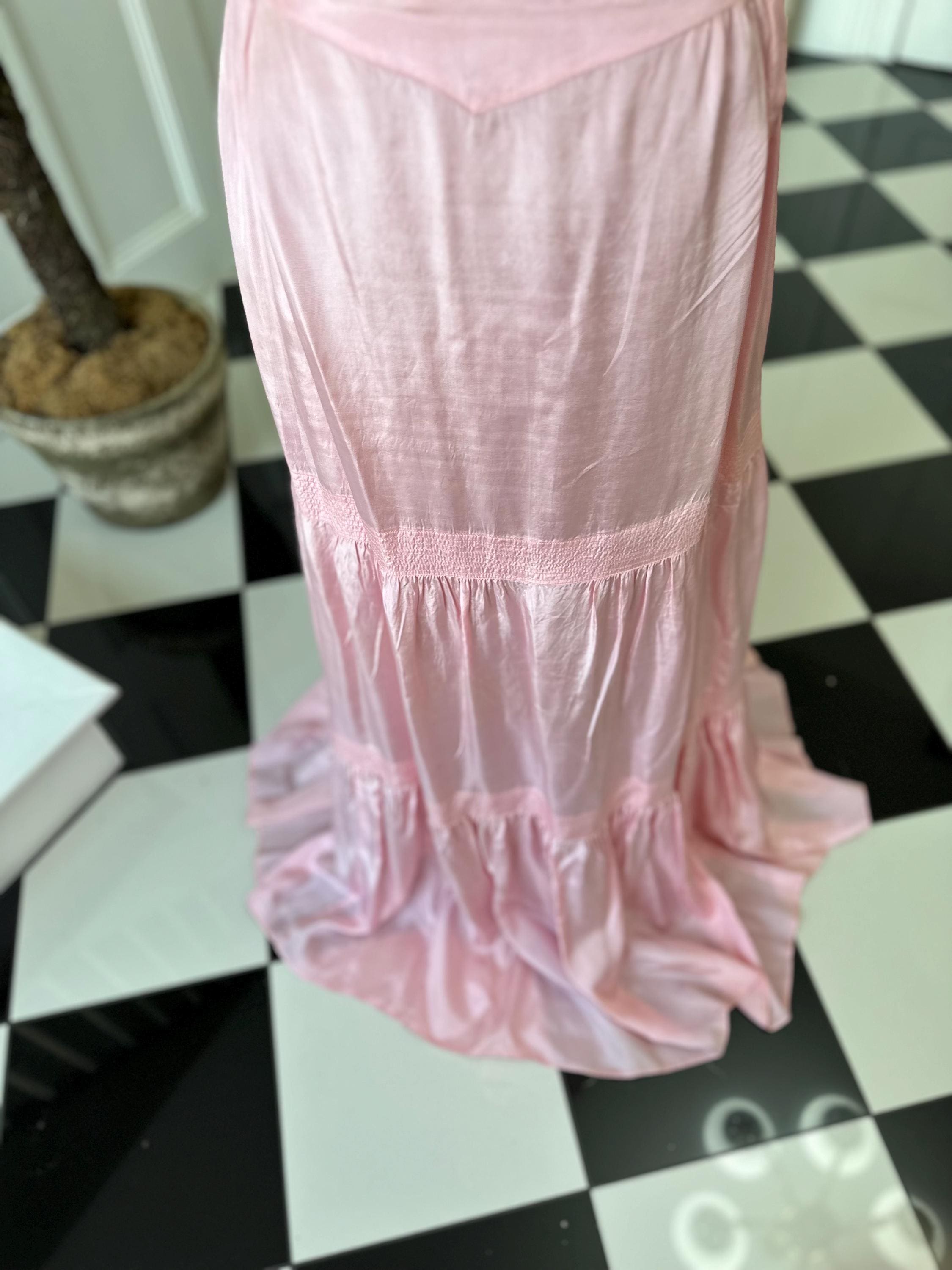 Enchanting 1930s Pink Taffeta Long Gown  One of a Kind Old Hollywood Glamour