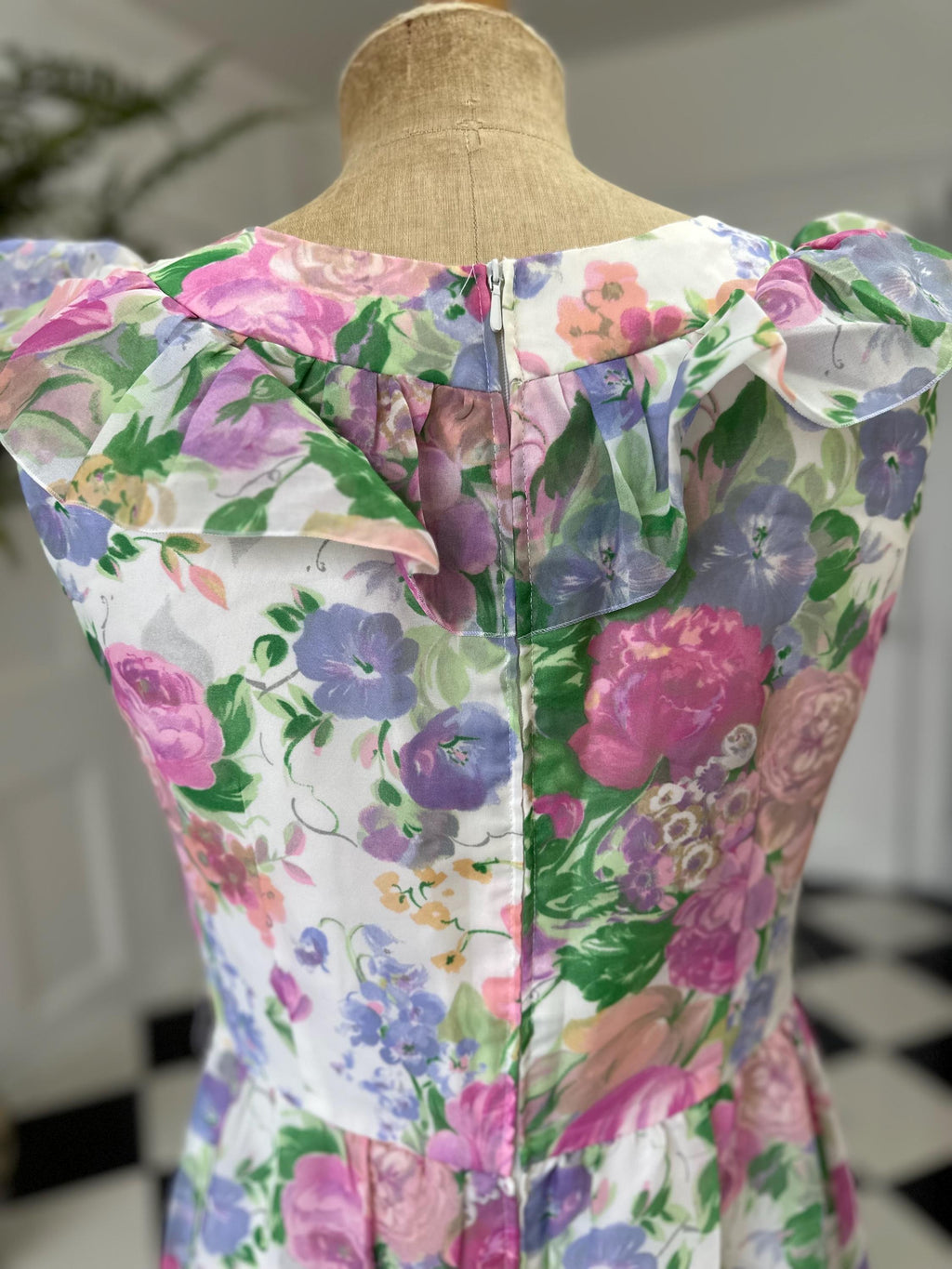 Vintage 1970s sleeveless floral maxi dress