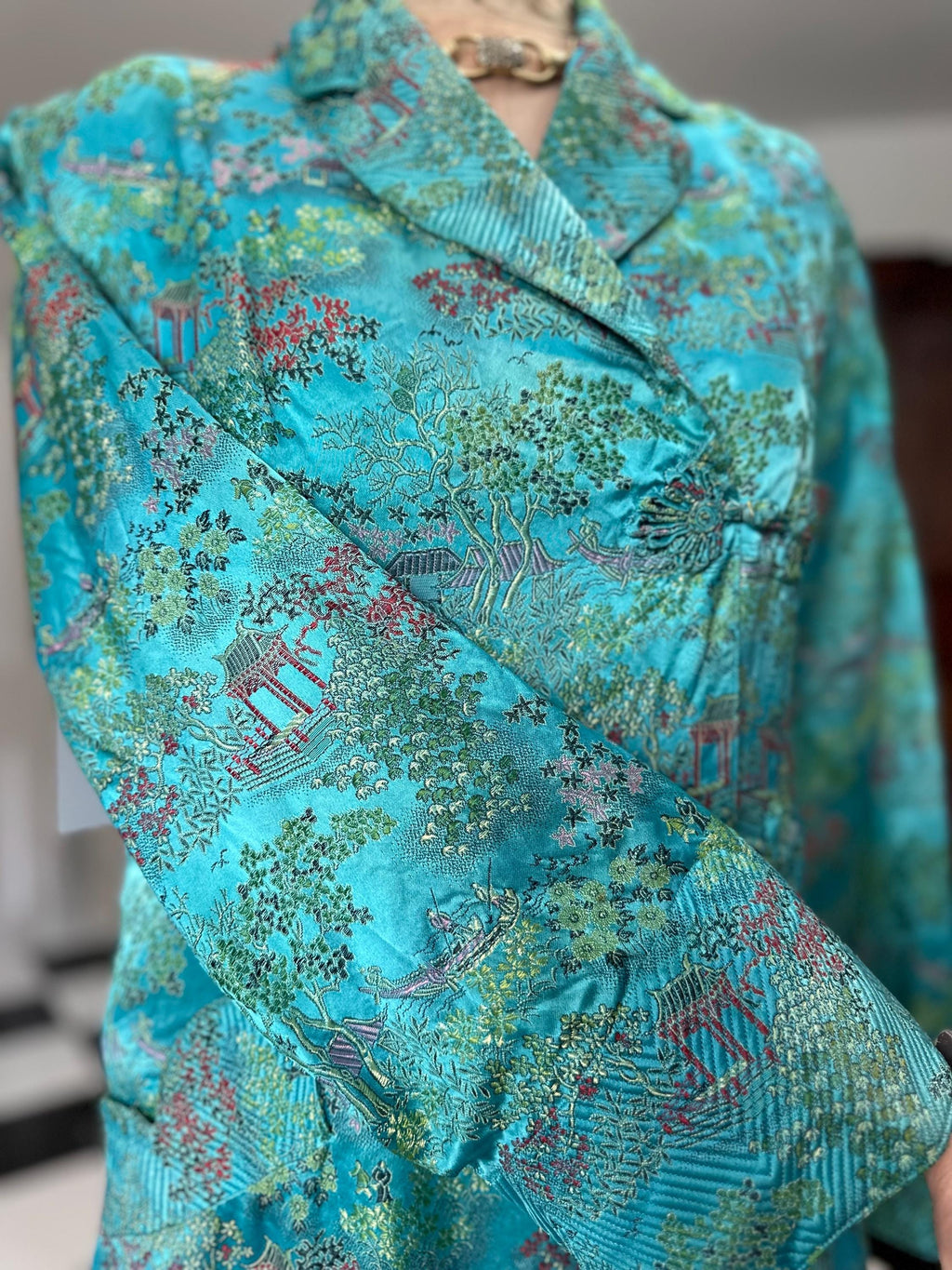1940s Chinese robe gown coat dress