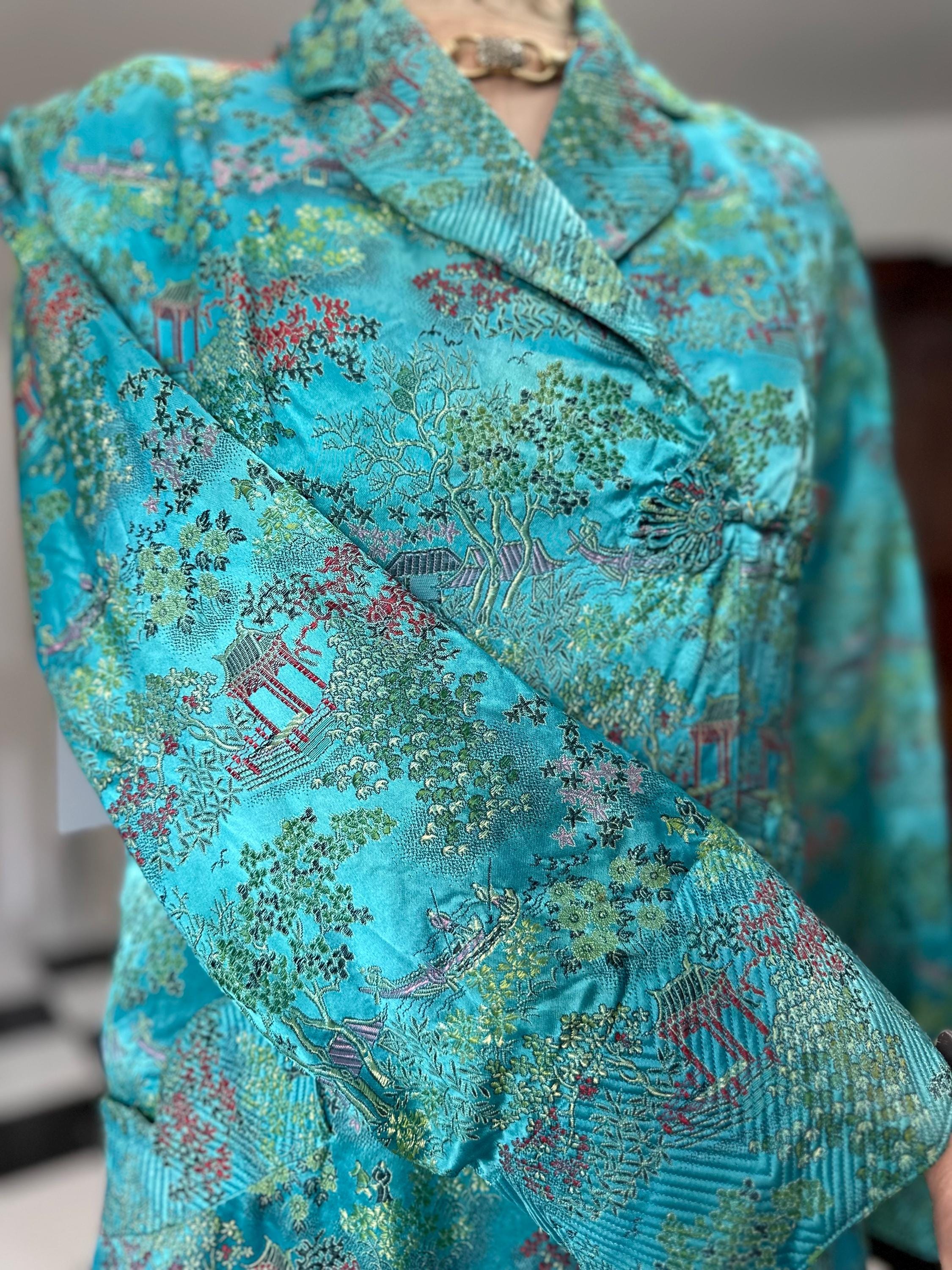 1940s Chinese robe gown coat dress