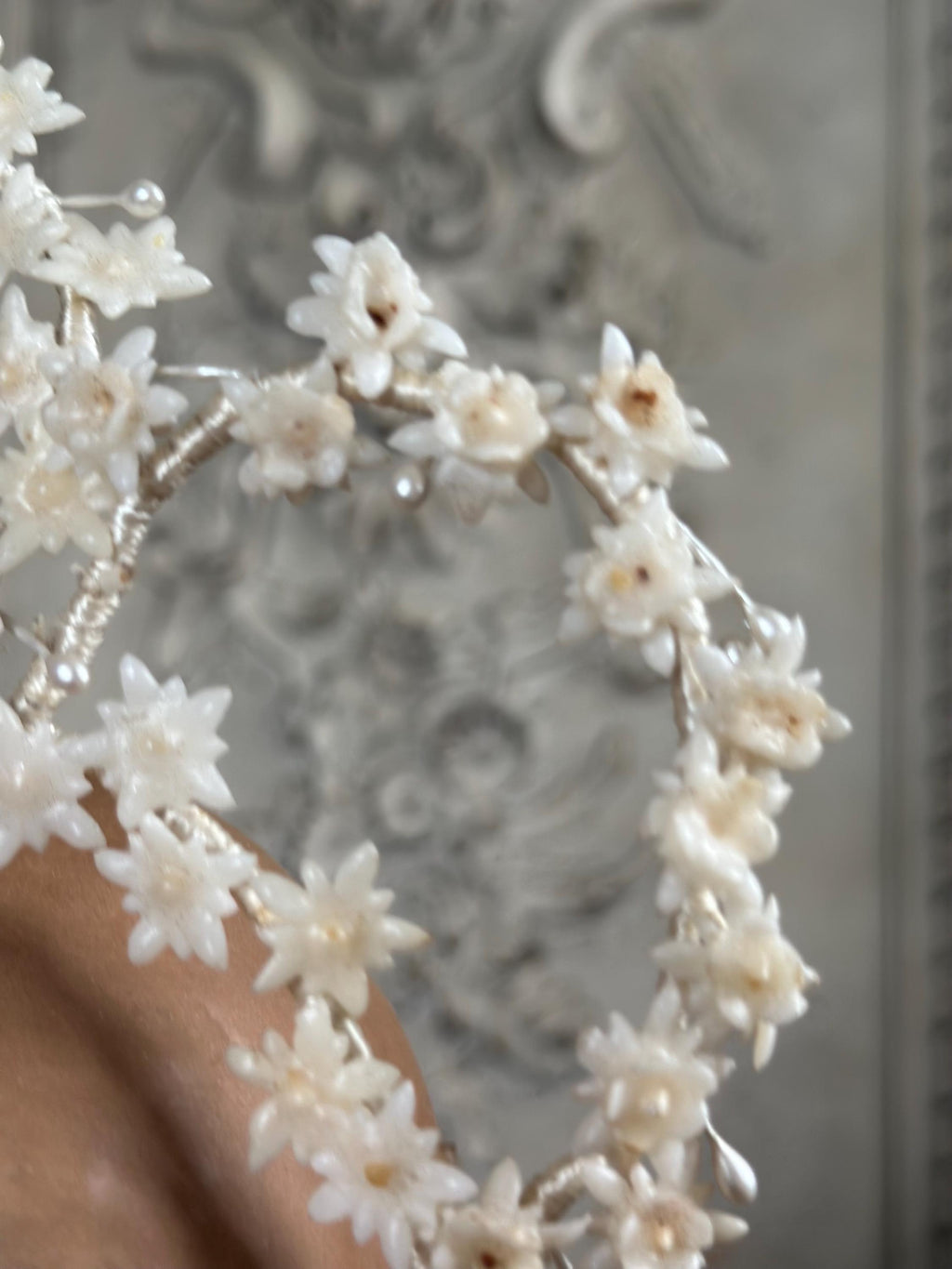 Antique Edwardian large Floral Wax Tiara