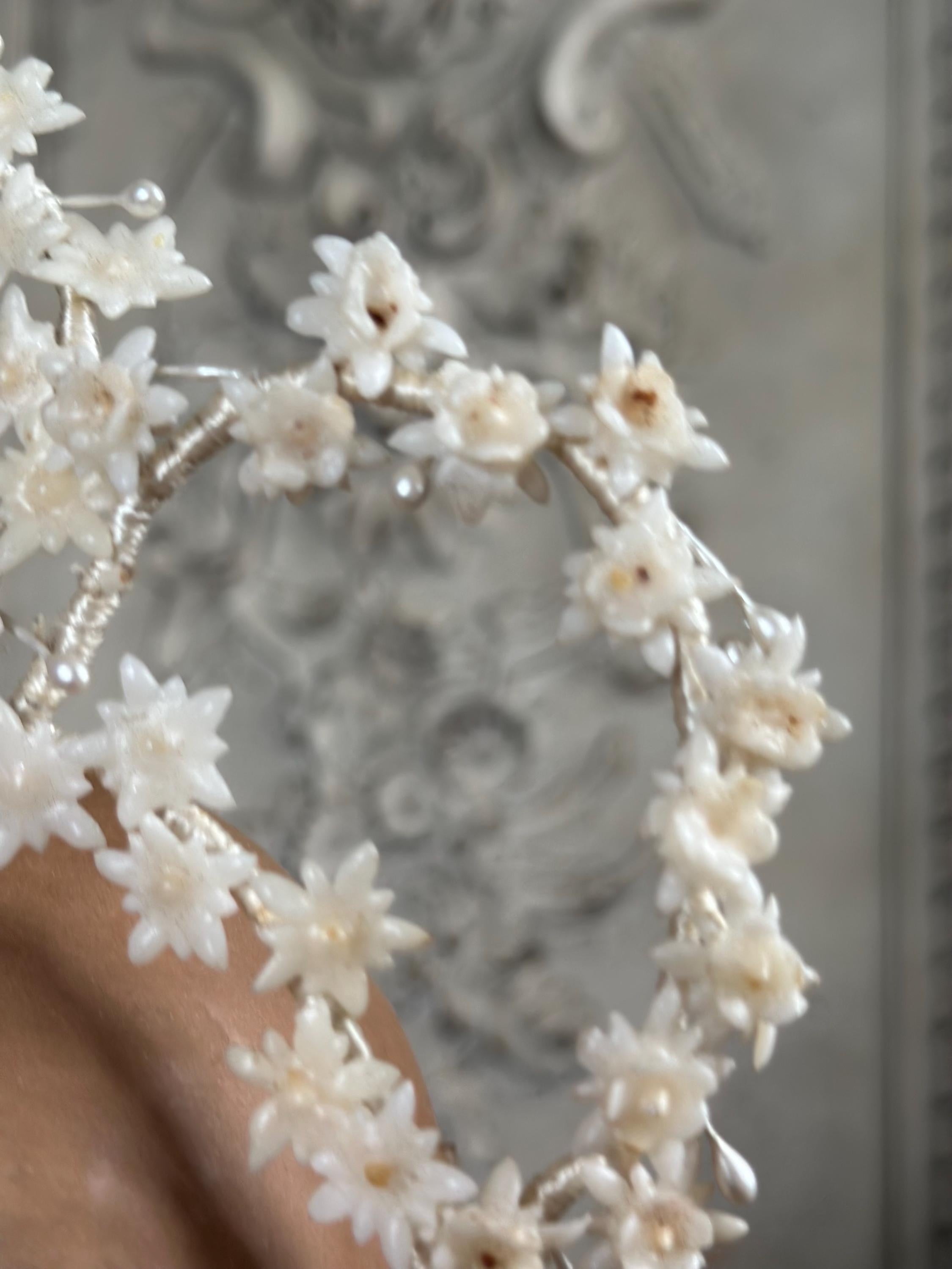Antique Edwardian large Floral Wax Tiara
