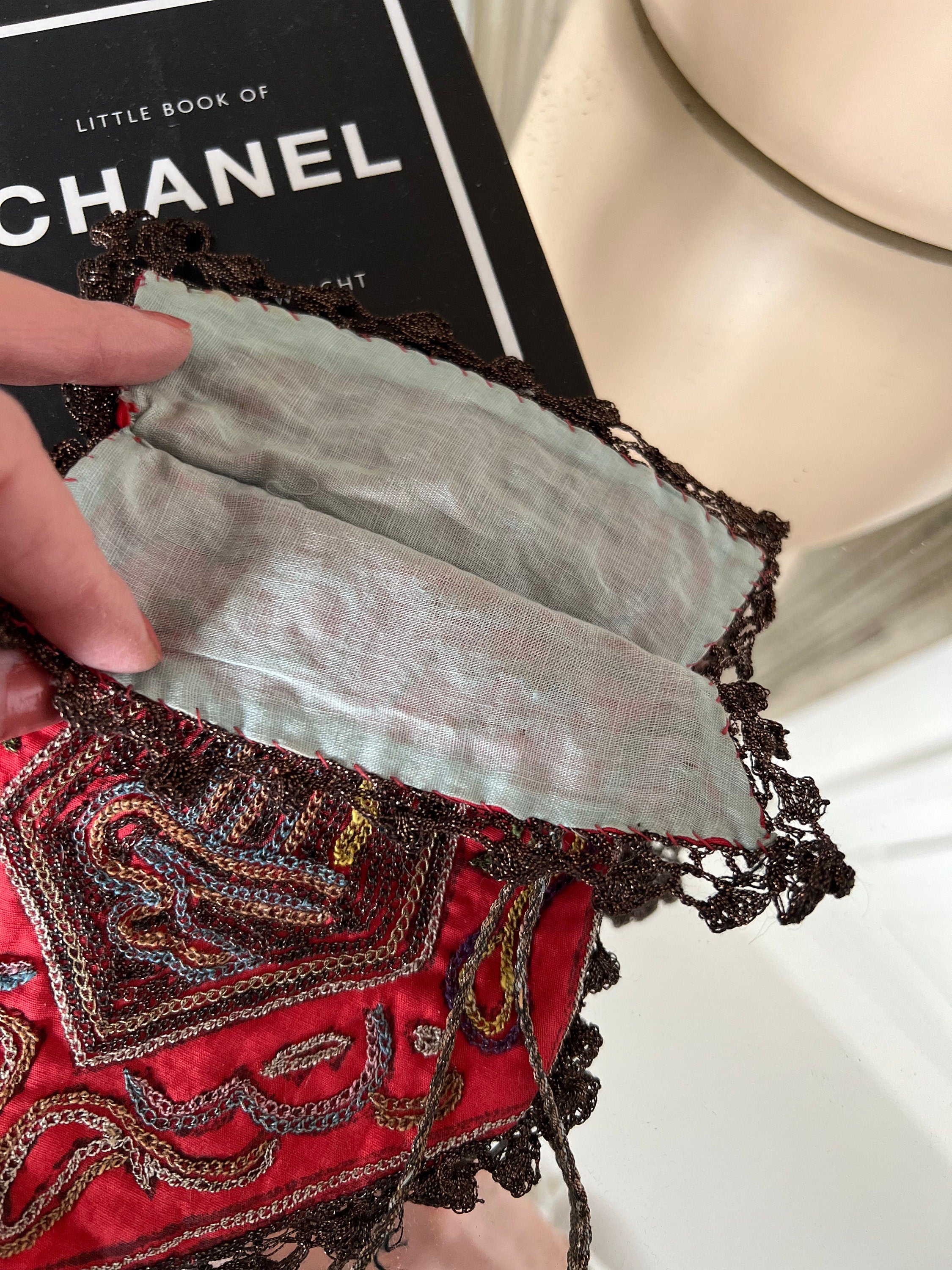 Antique Ottoman embroidered smokers hat and Ottoman  purse