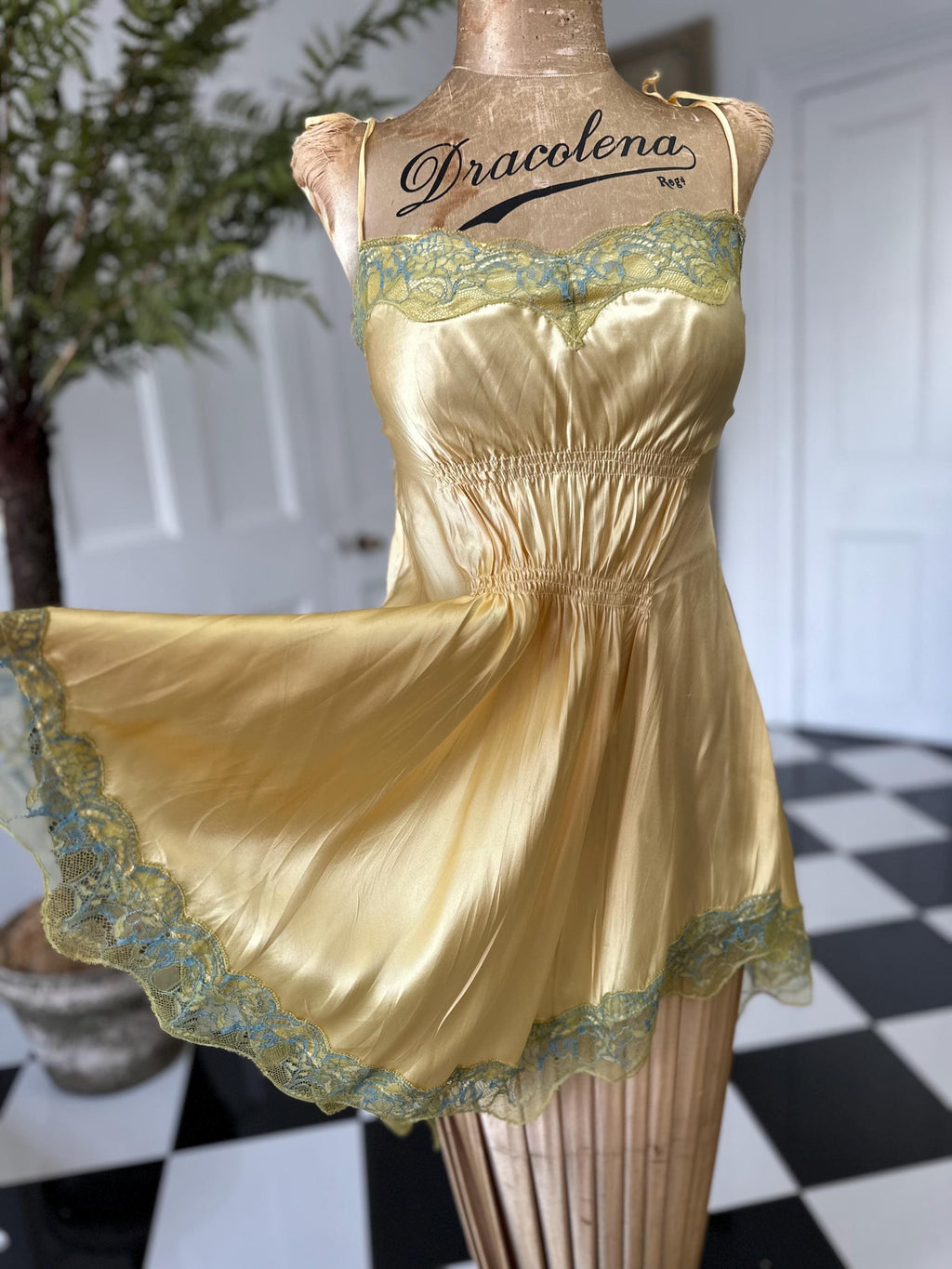 1990s Yellow Silk Slip Dress - In Love by Carling - Adjustable Straps
