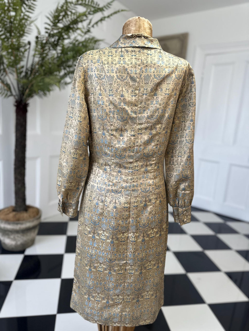 1960s Parisian golden silk dress