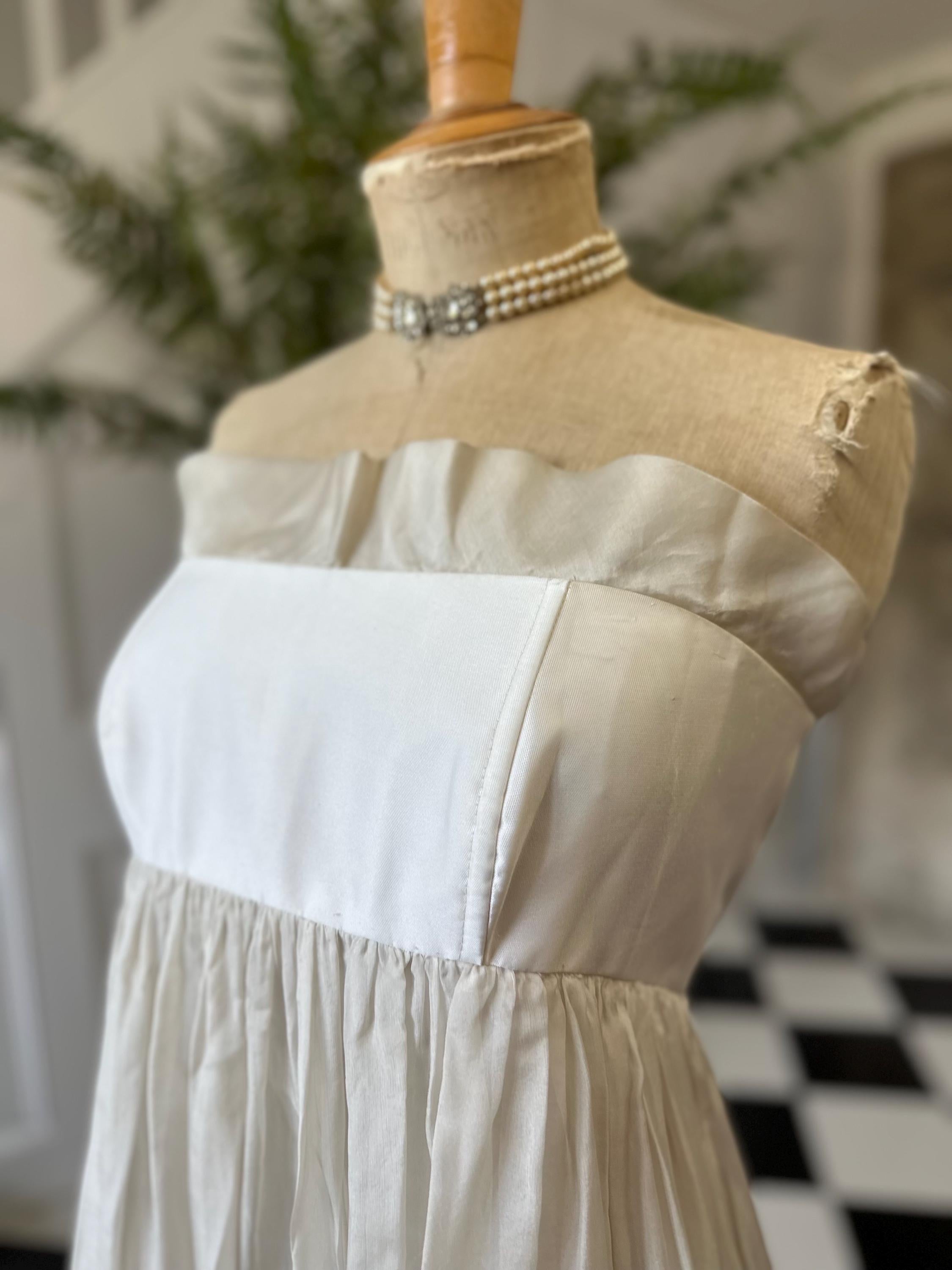 1970s long strapless silk dress