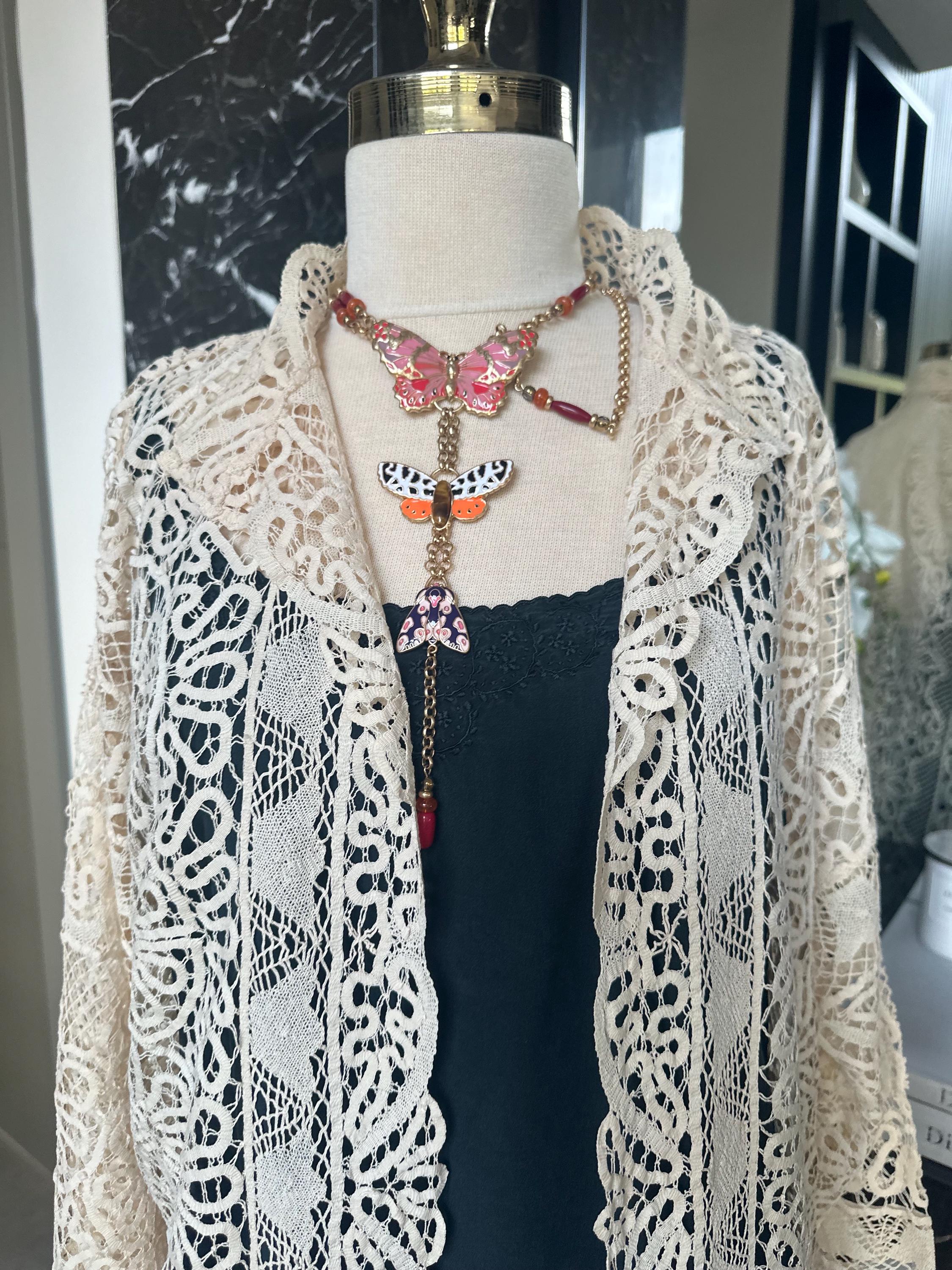Vintage Art Deco Tape Lace Duster | 1920s-1940s Guipure & Battenberg Robe