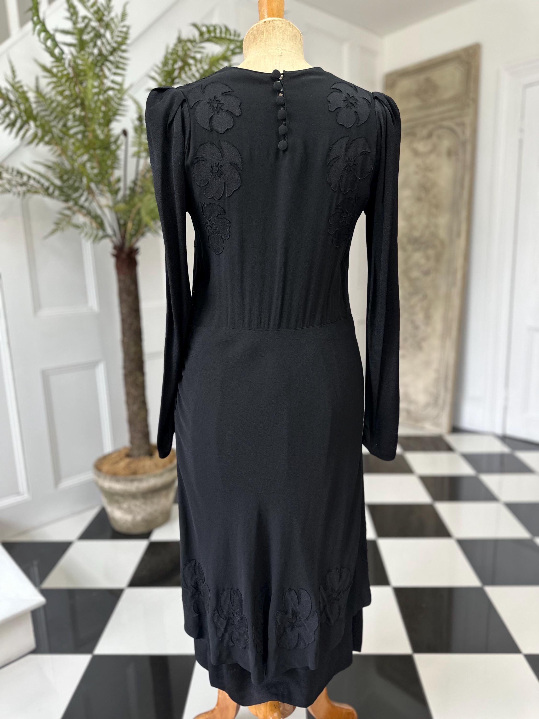 1910s Black silk dress