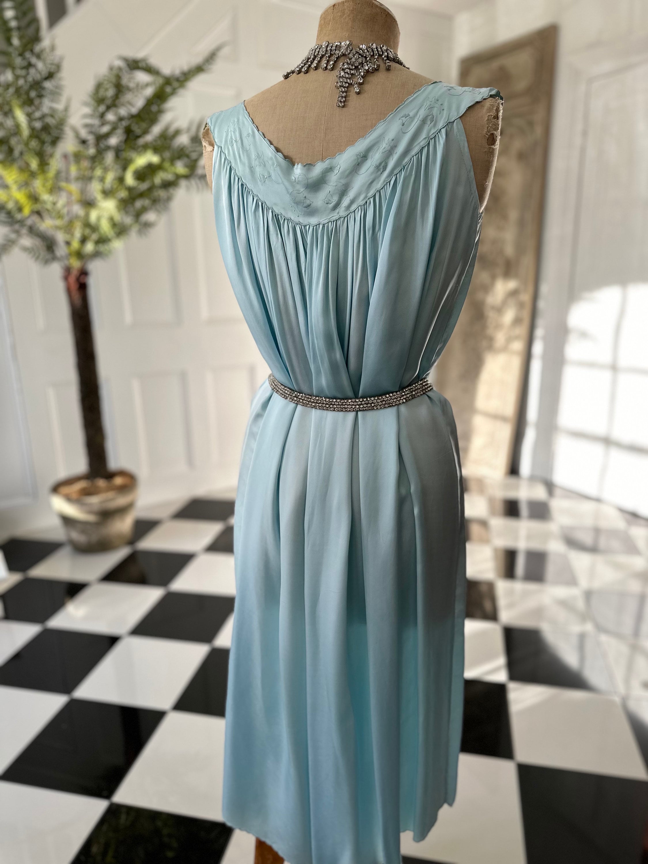 Vintage 1950s slip dress loose smock satin