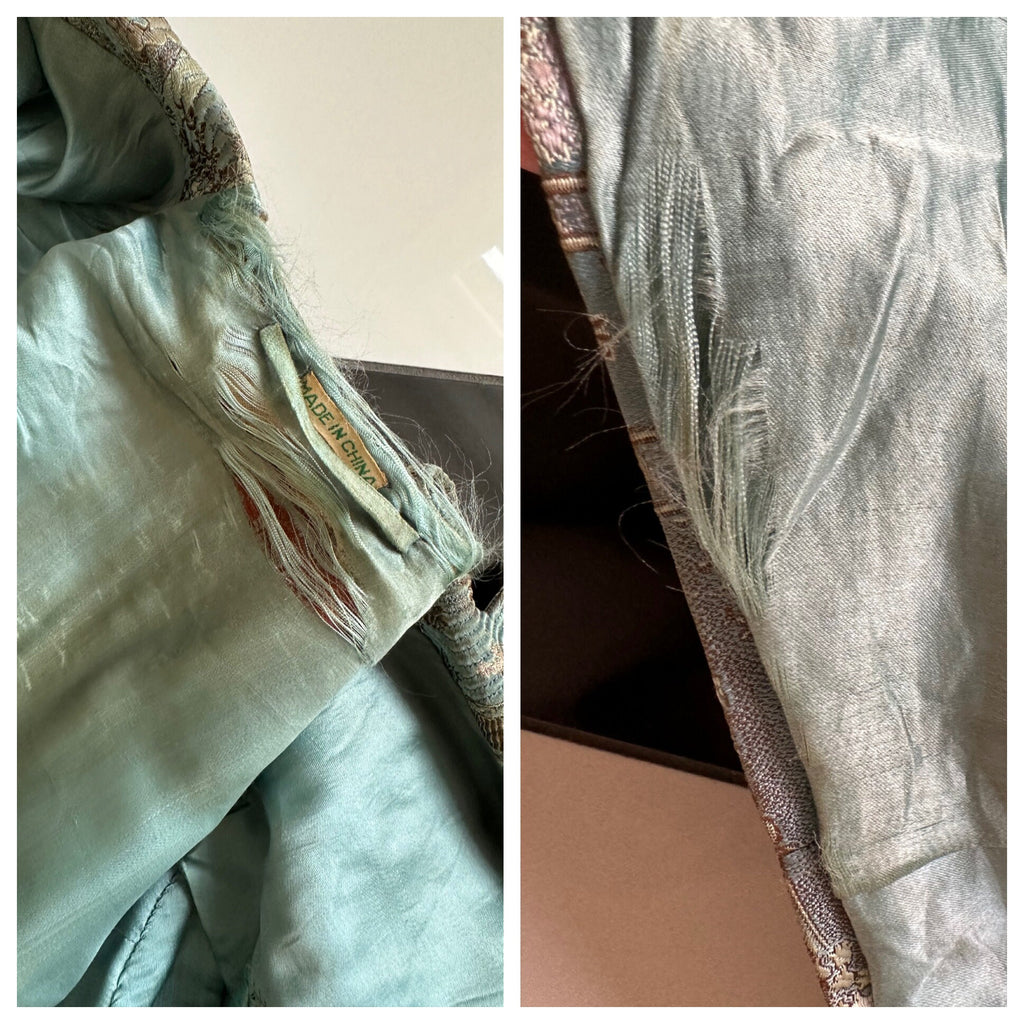 1930s Duck egg blue Silk Chinese robe house coat
