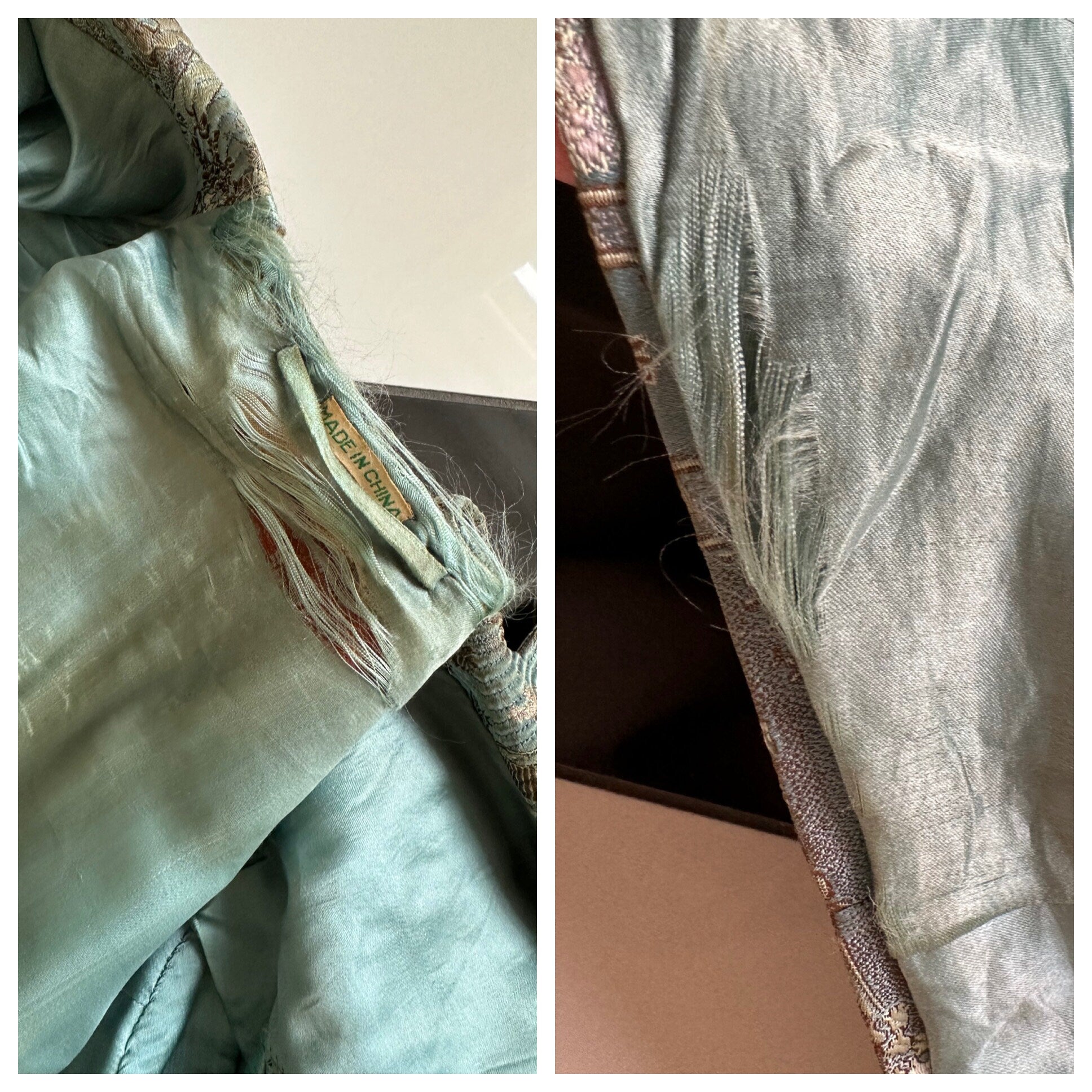 1930s Duck egg blue Silk Chinese robe house coat