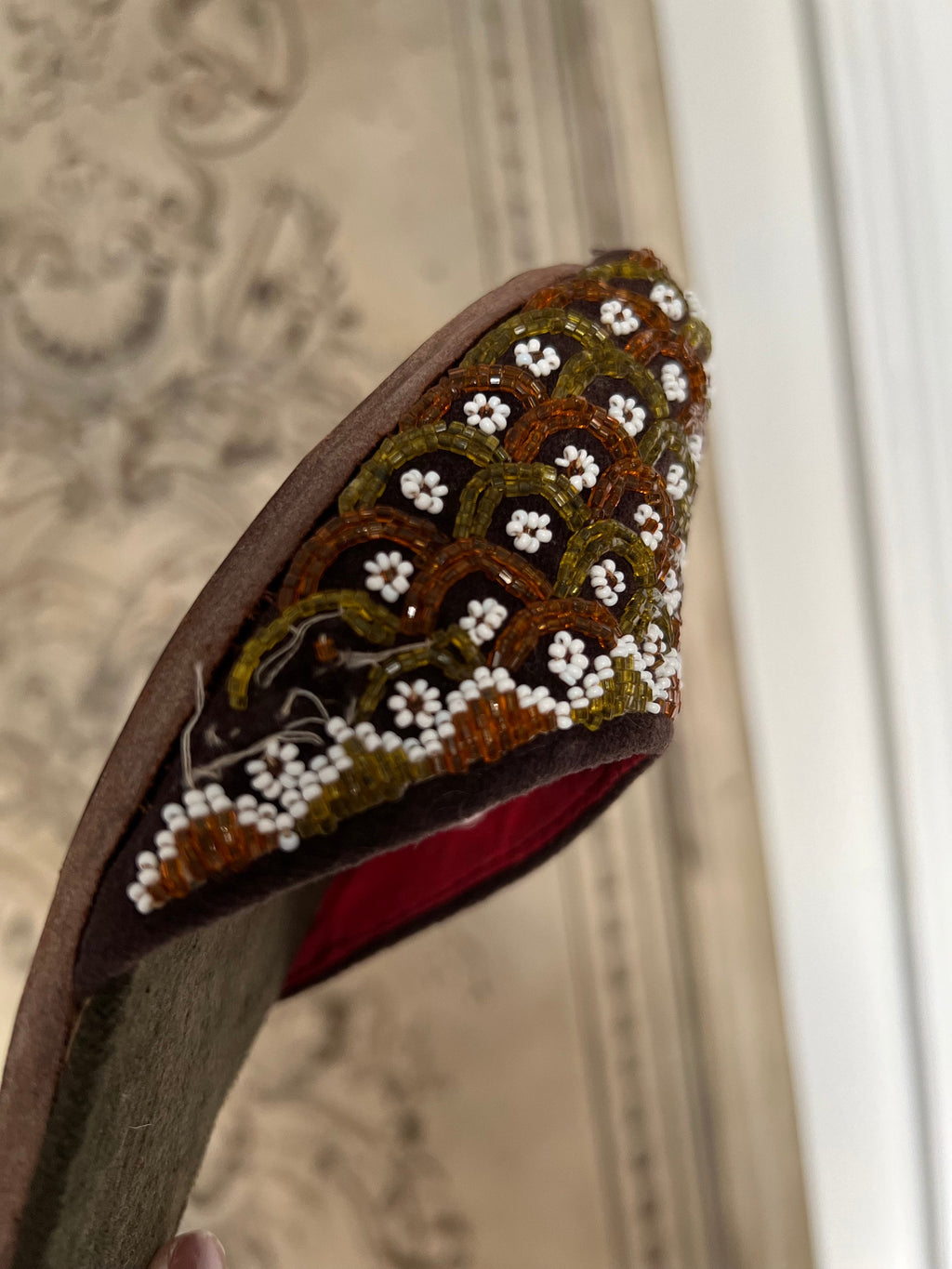 Antique 1920s glass beaded slippers manila