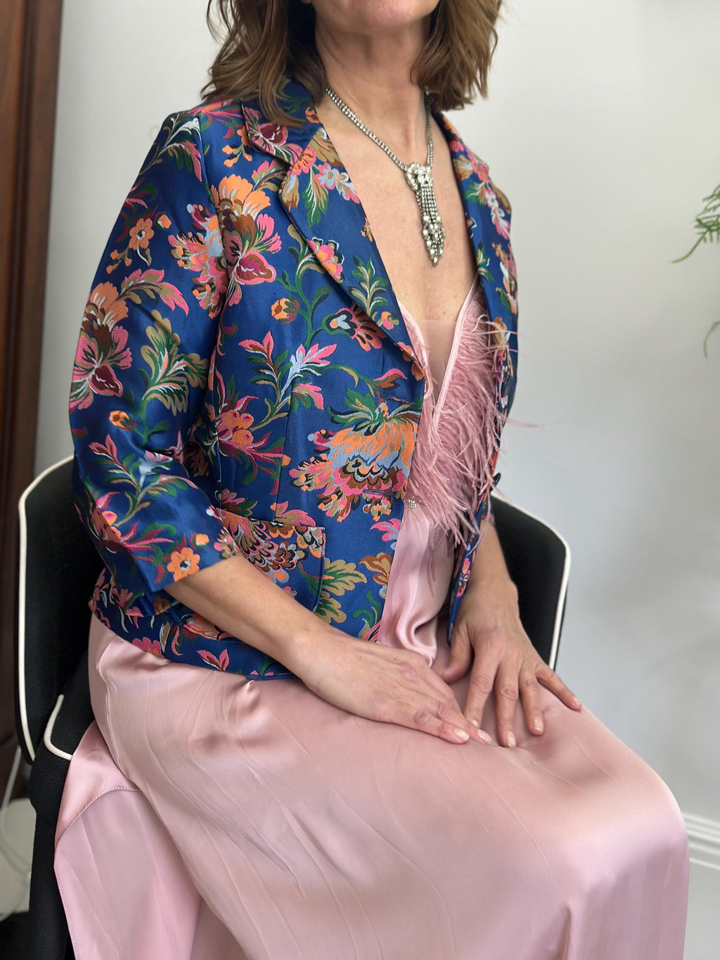 Vintage 1980s early 1990s vibrant cocktail blazer jacket