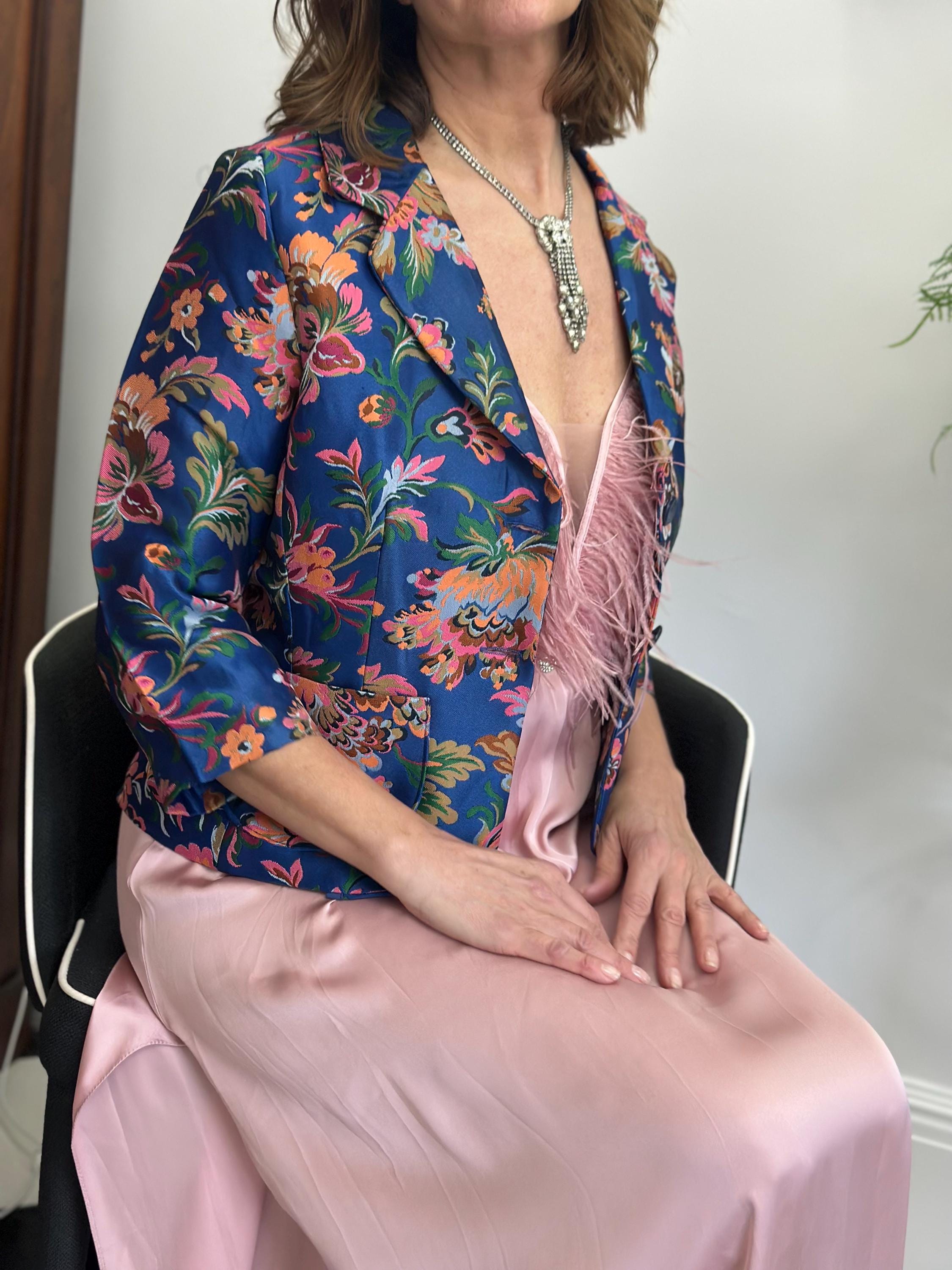 Vintage 1980s early 1990s vibrant cocktail blazer jacket