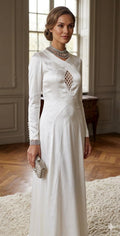 1930s white satin bias cut wedding dress