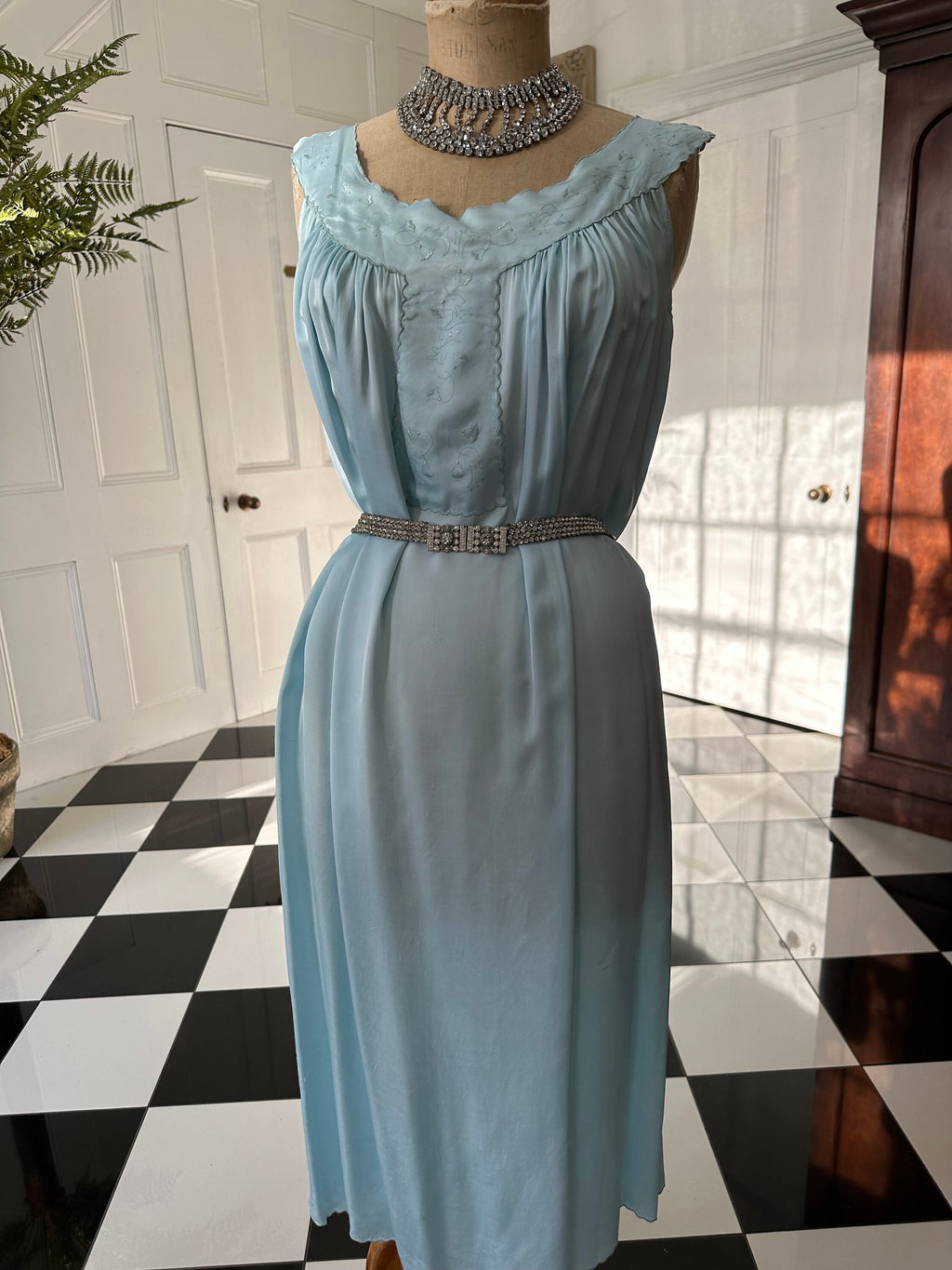 Vintage 1950s slip dress loose smock satin
