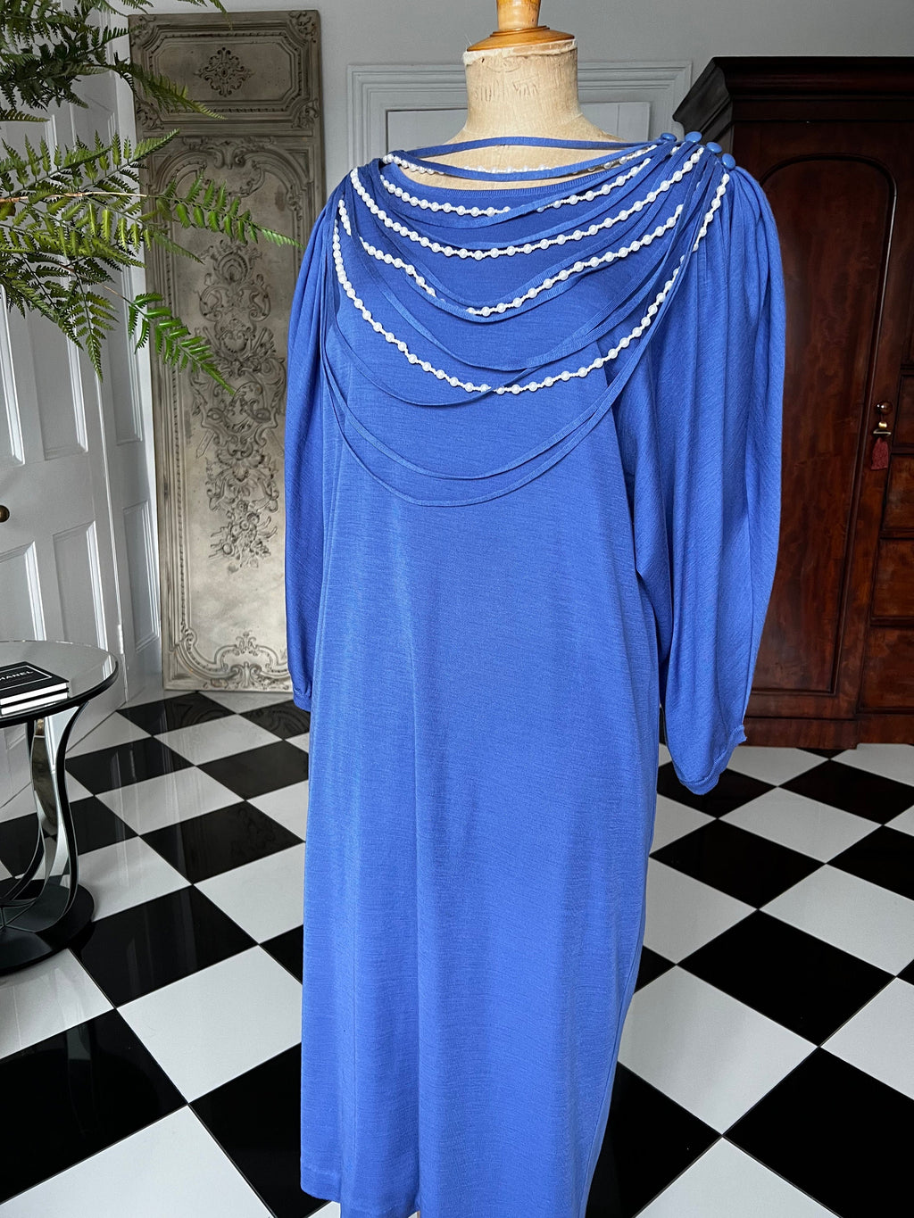 Vintage 1980s Tricot knitted dress with pearl embellishment size UK 12 / 14