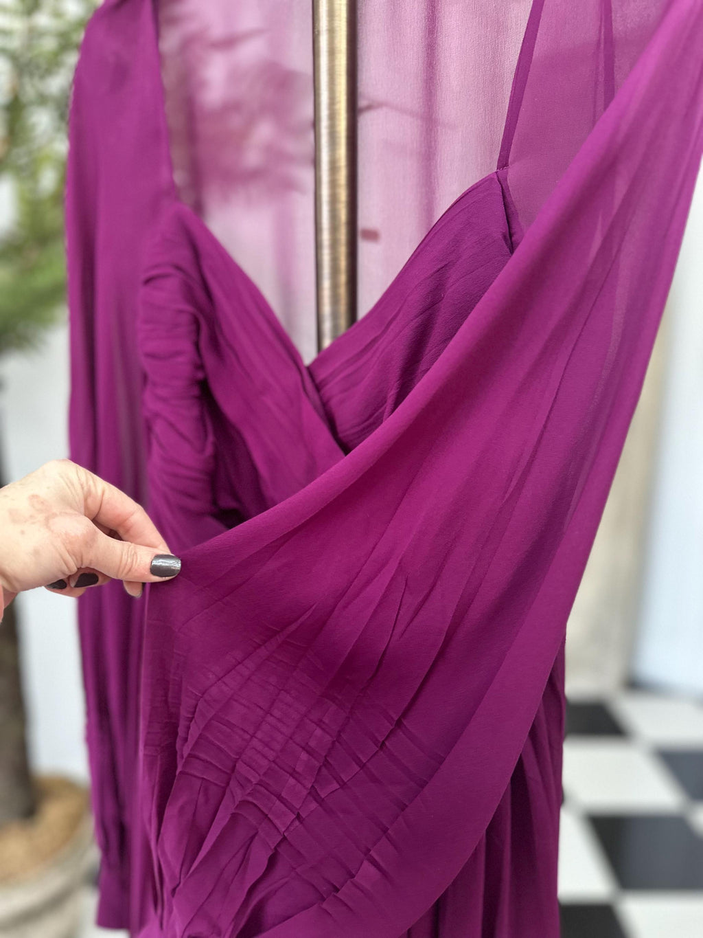 1990s rasberry colour La Perla silk dress