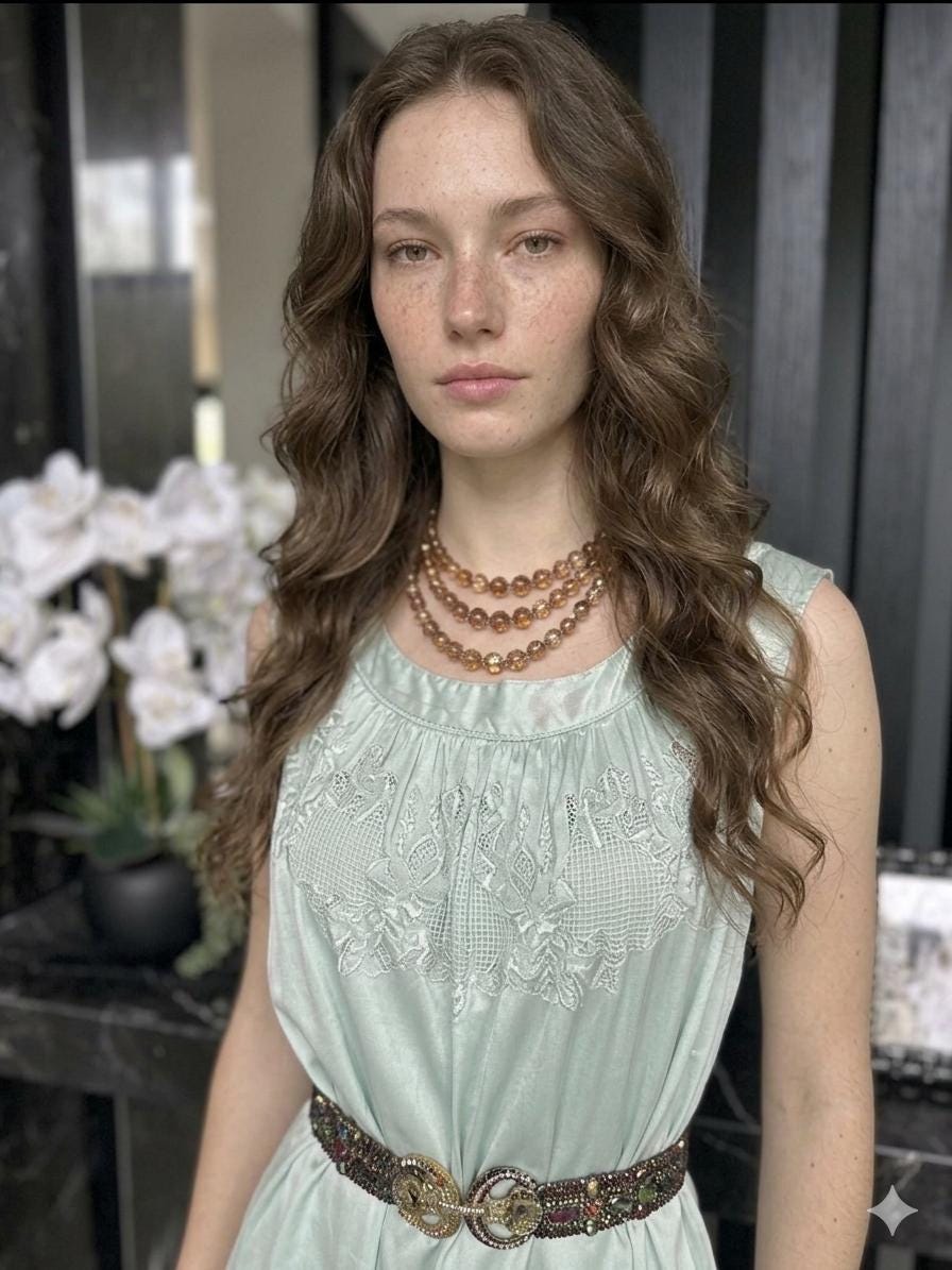 Vintage Green  Silk slip dress – Off-Shoulder Gown