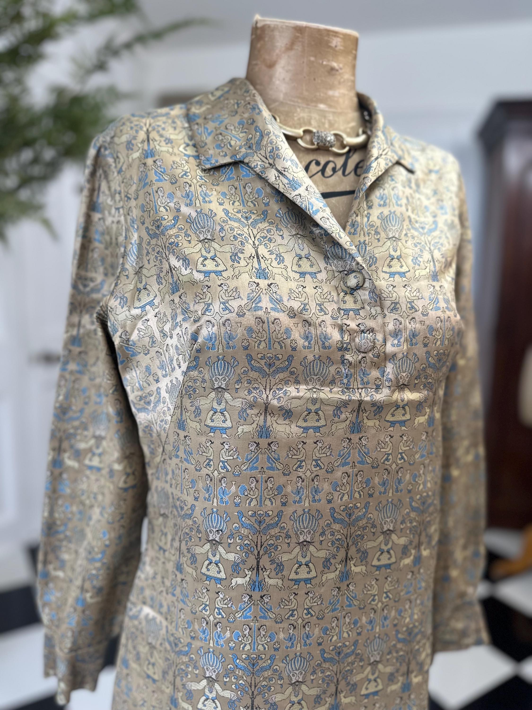1960s Parisian golden silk dress