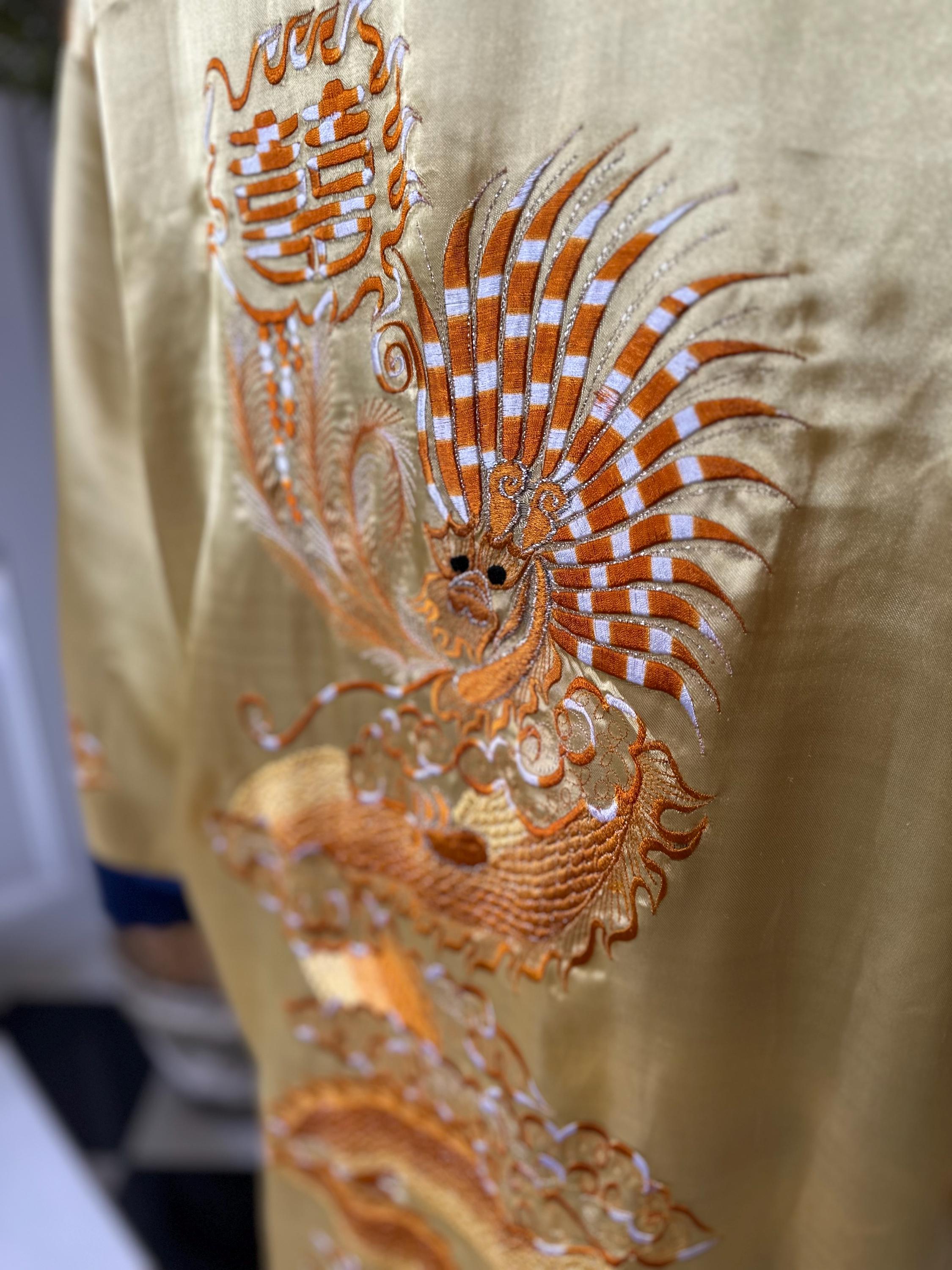 1970s reversible Kimono in yellow and royal blue size XXL