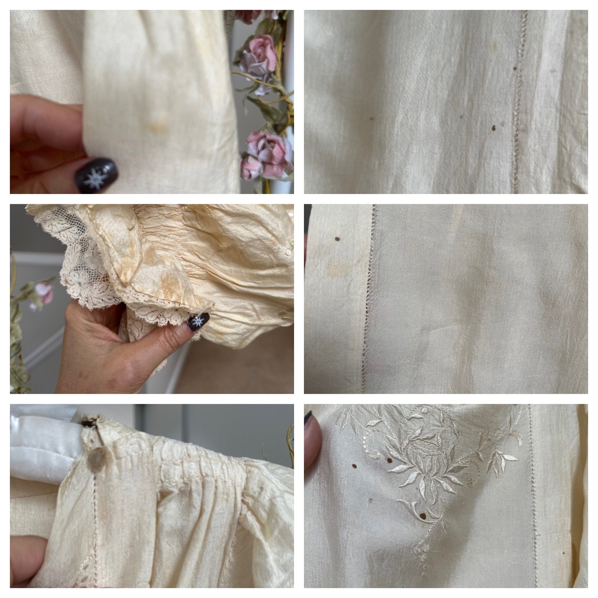 Edwardian 1910s silk little girls dress and bonnet