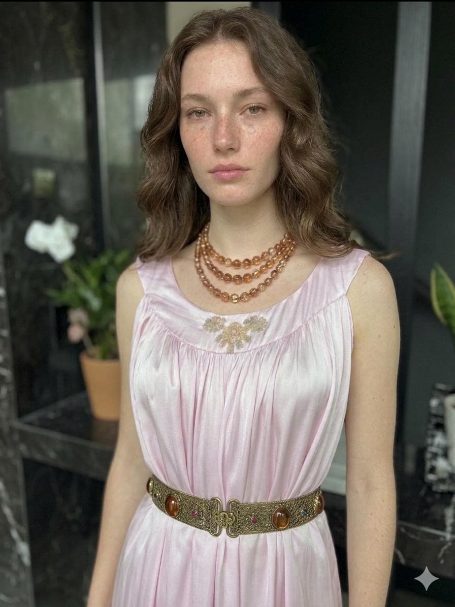 Vintage pink  liquid satin slip dress – Off-Shoulder Gown