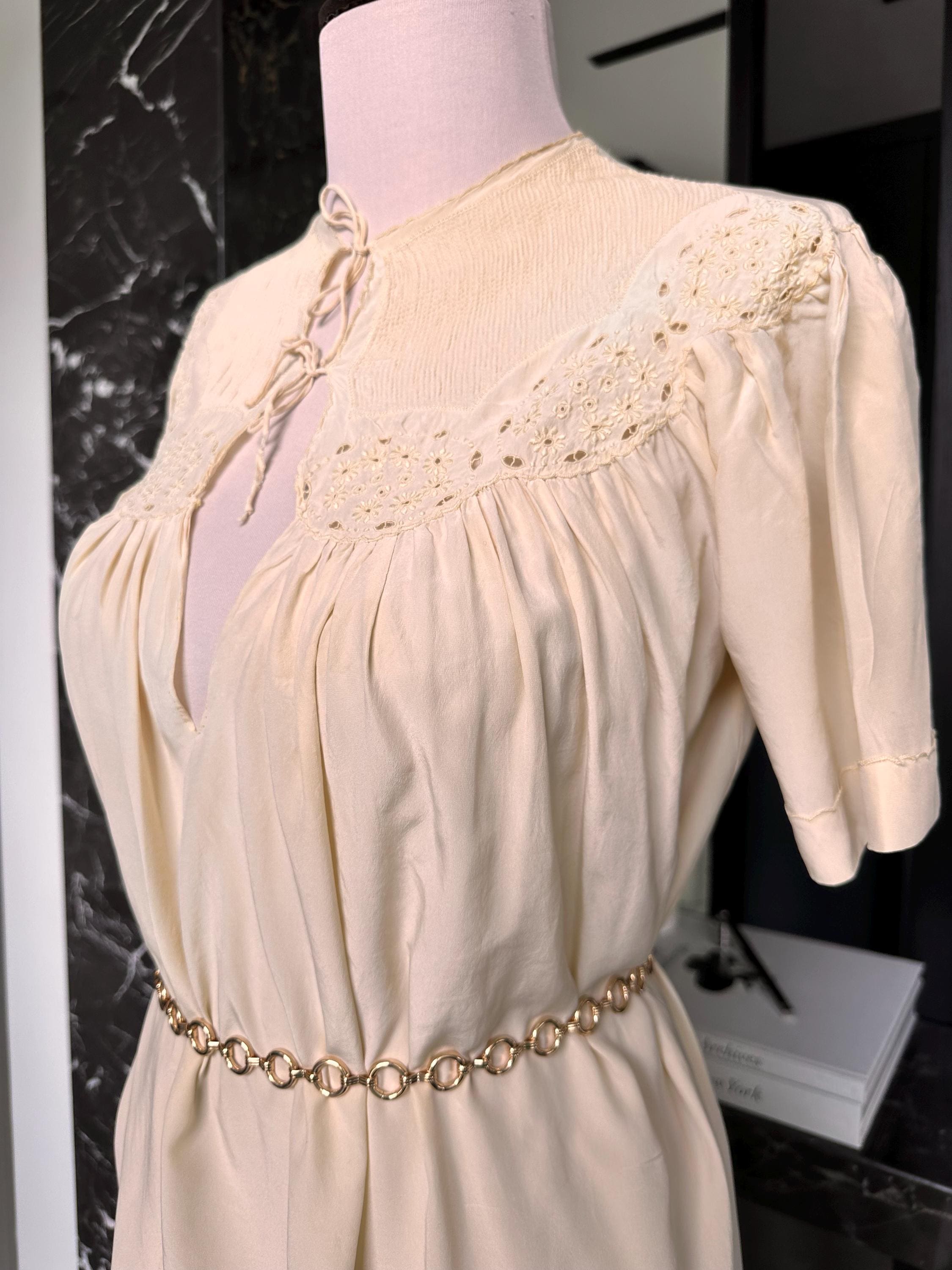 Antique 1920s-1930s Hand-Smocked Silk Gown – Rare Art Deco Collector's Piece
