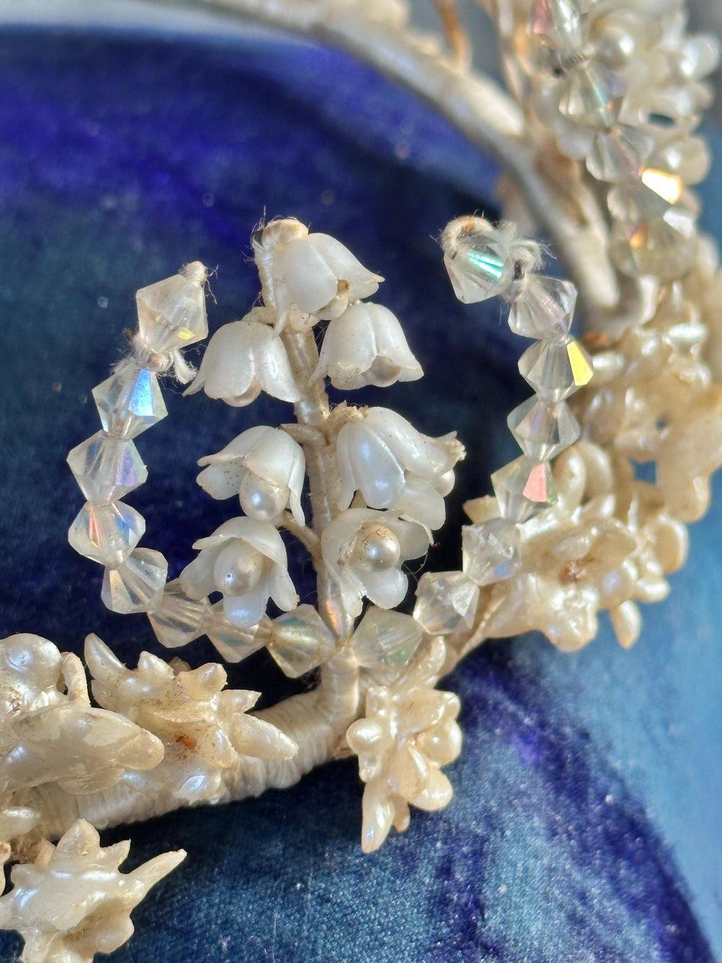 1910s 1920s Wax Elegant Handcrafted Pearl and Crystal wedding Tiara