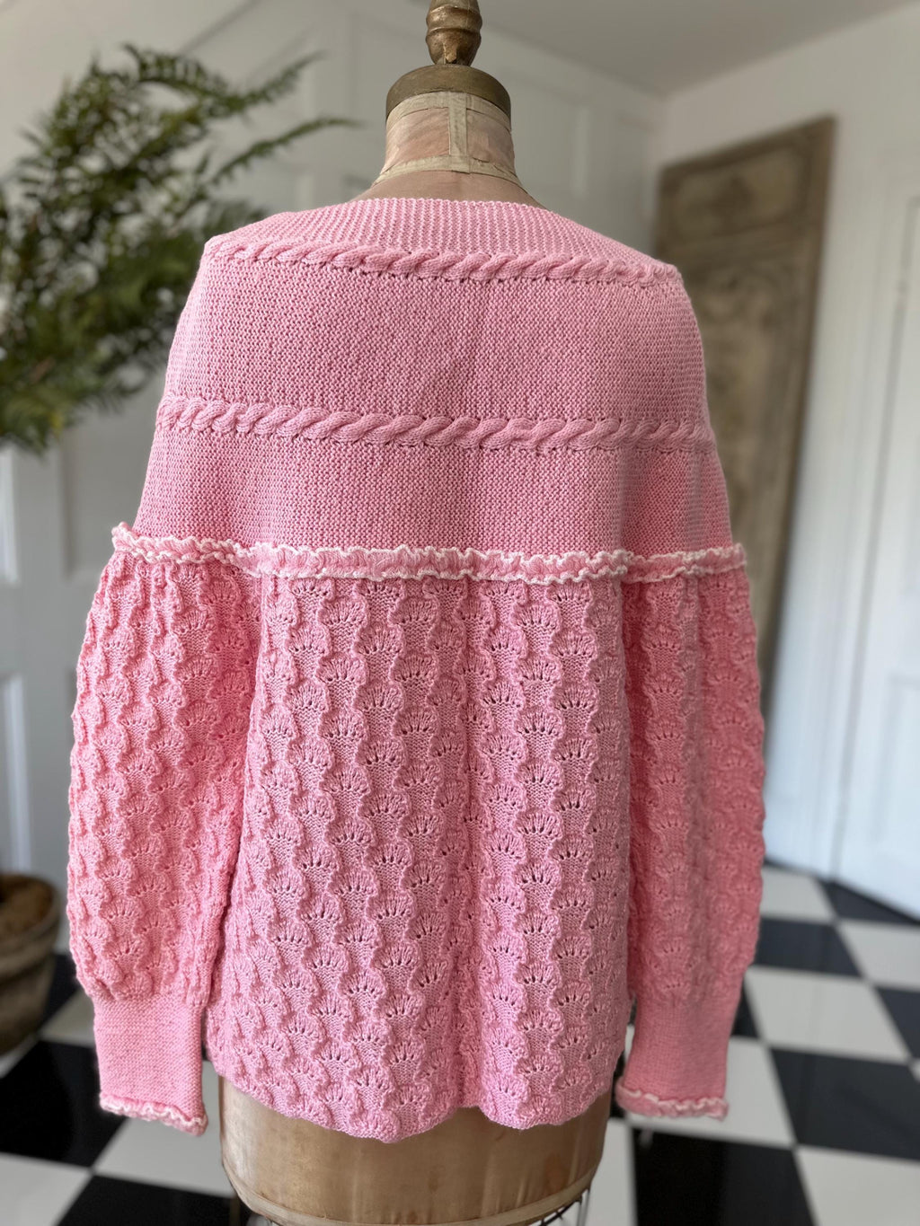 Vintage Hand Knitted Pink Cardigan Cozy Layering Essential