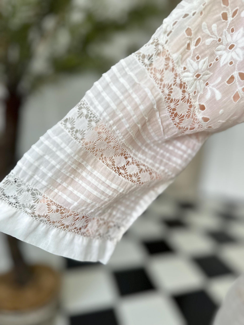 Antique 1900s white lace cotton tea dress