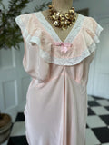 1930s Pale Pink Slip Dress: Vintage Bias Cut with Cream Lace