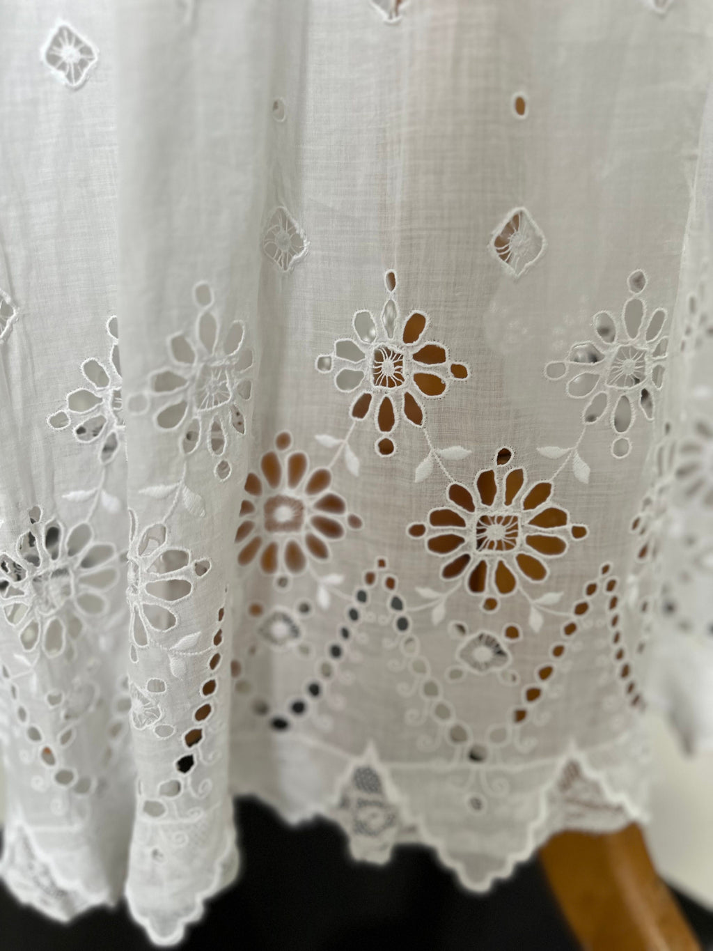 Antique Edwardian white broderie anglaise cotton lawn dress hand embroidered details.