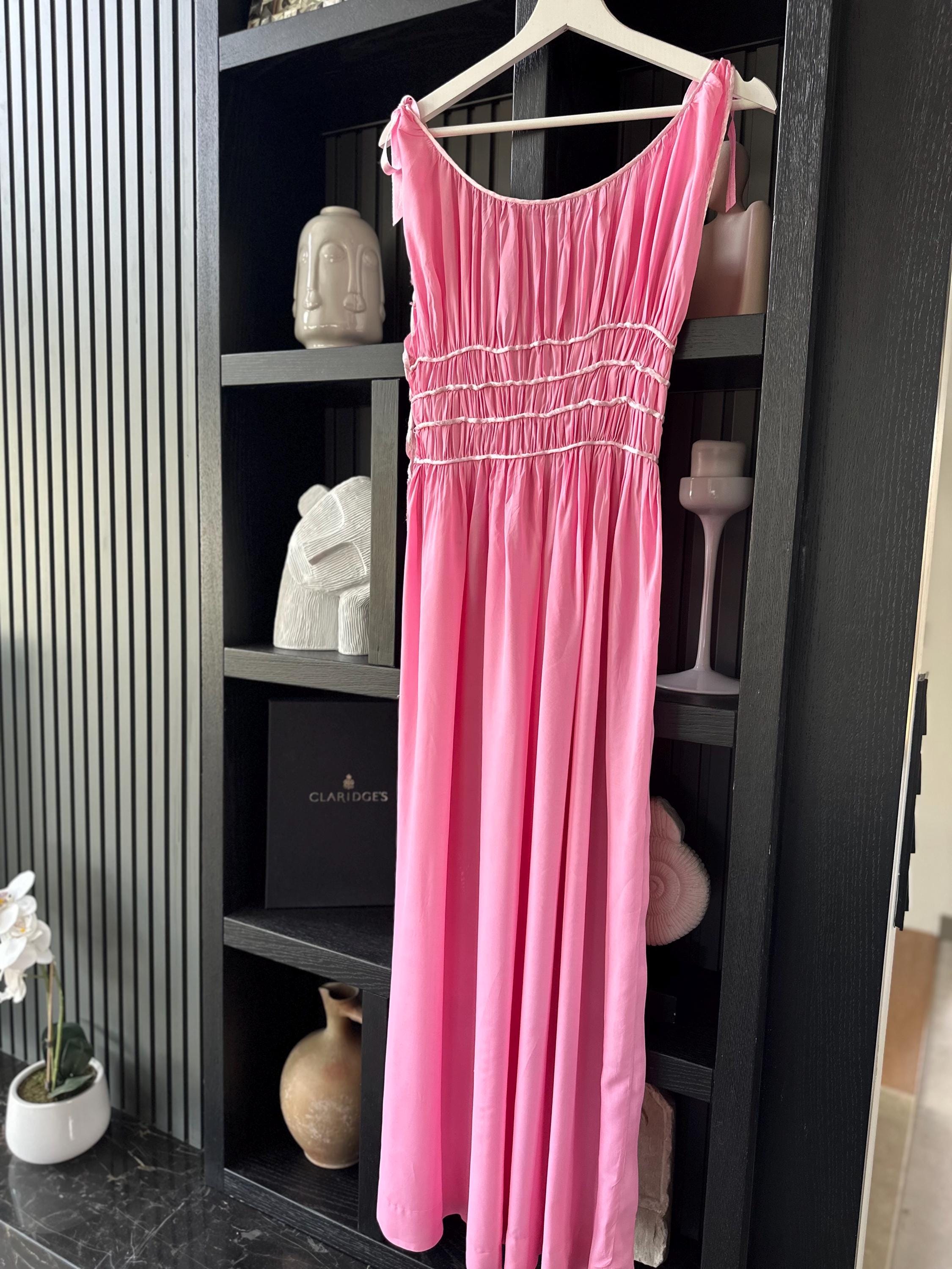 1940s Pink Gown | ruffle bodice Slip.
