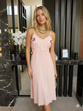 1930s Dreamy Pink Silk Slip Dress – 3D crochet Rosettes