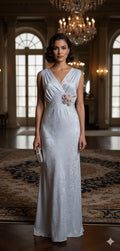 1930s Pale Blue Rayon Slip Dress - Lana Joyce Corsage Detail