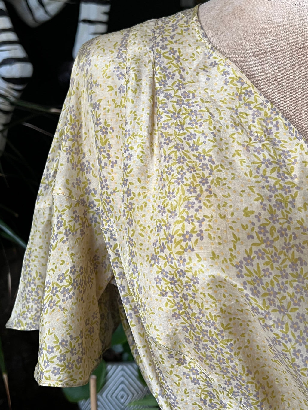 1920s 1930s summer Silk floral dress short sleeves
