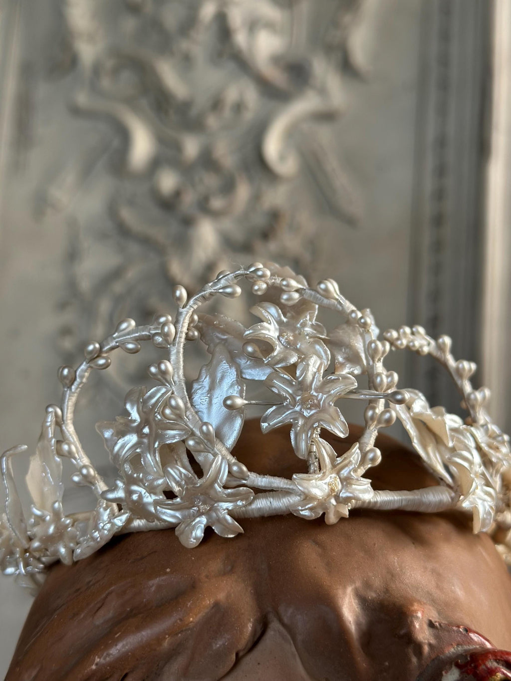 Antique 1940s  Floral Wax Tiara