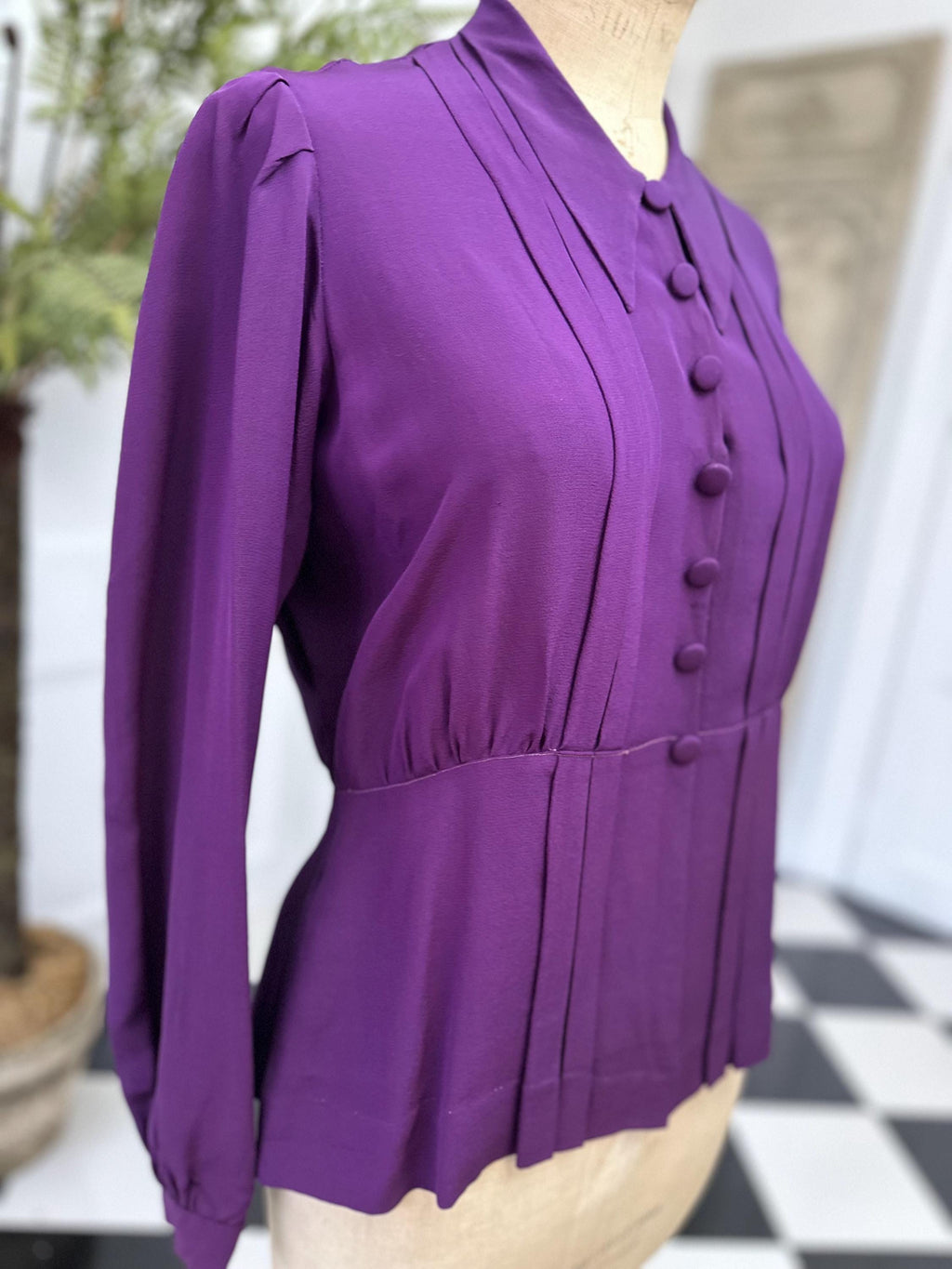 1940s silk blouse in dark purple