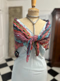 1970s Vintage hand knitted multi coloured shawl