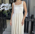 Vintage 1940s cream Silk Slip Dress with hand embroidery  Details