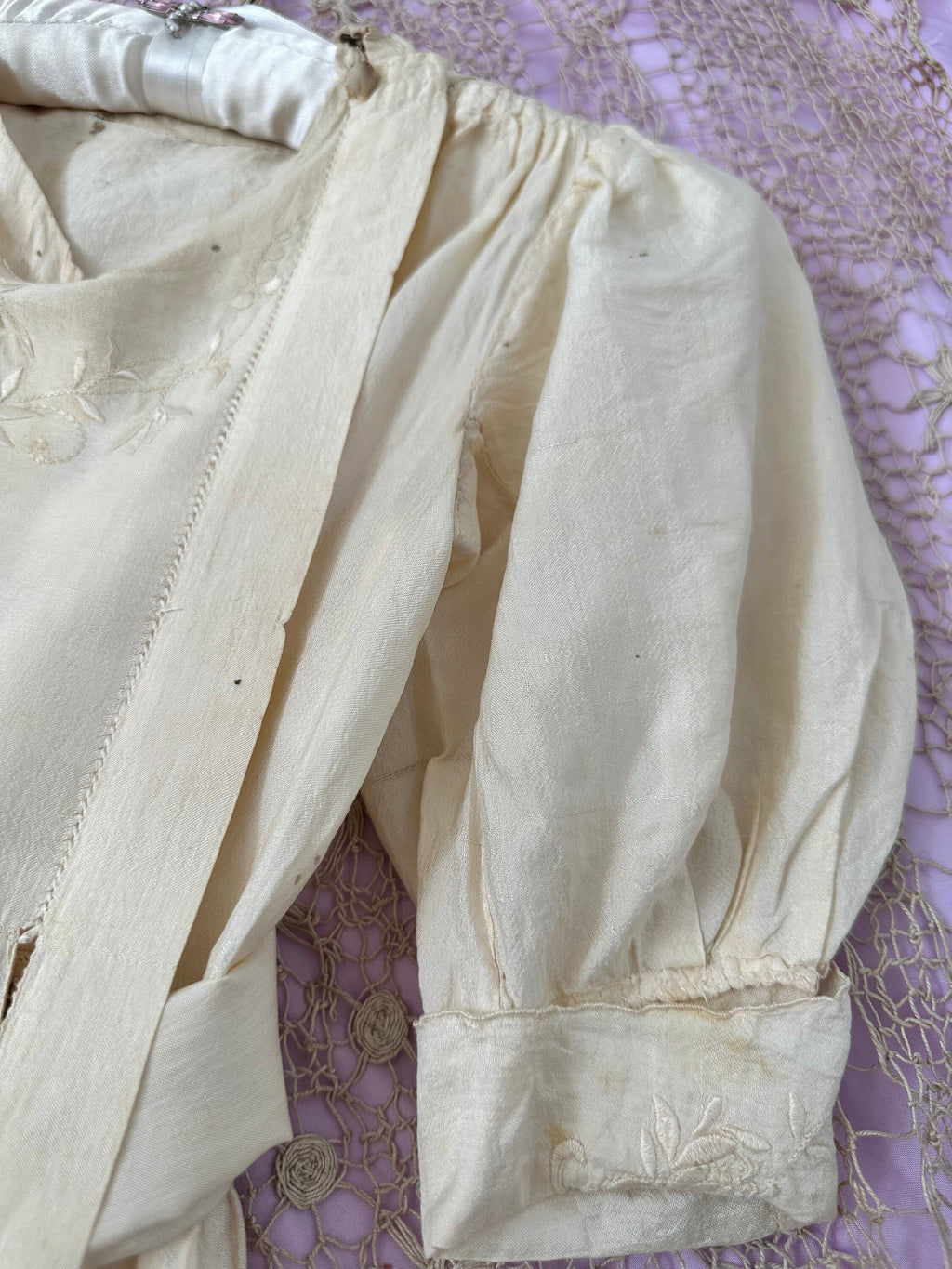 Edwardian 1910s silk little girls dress and bonnet