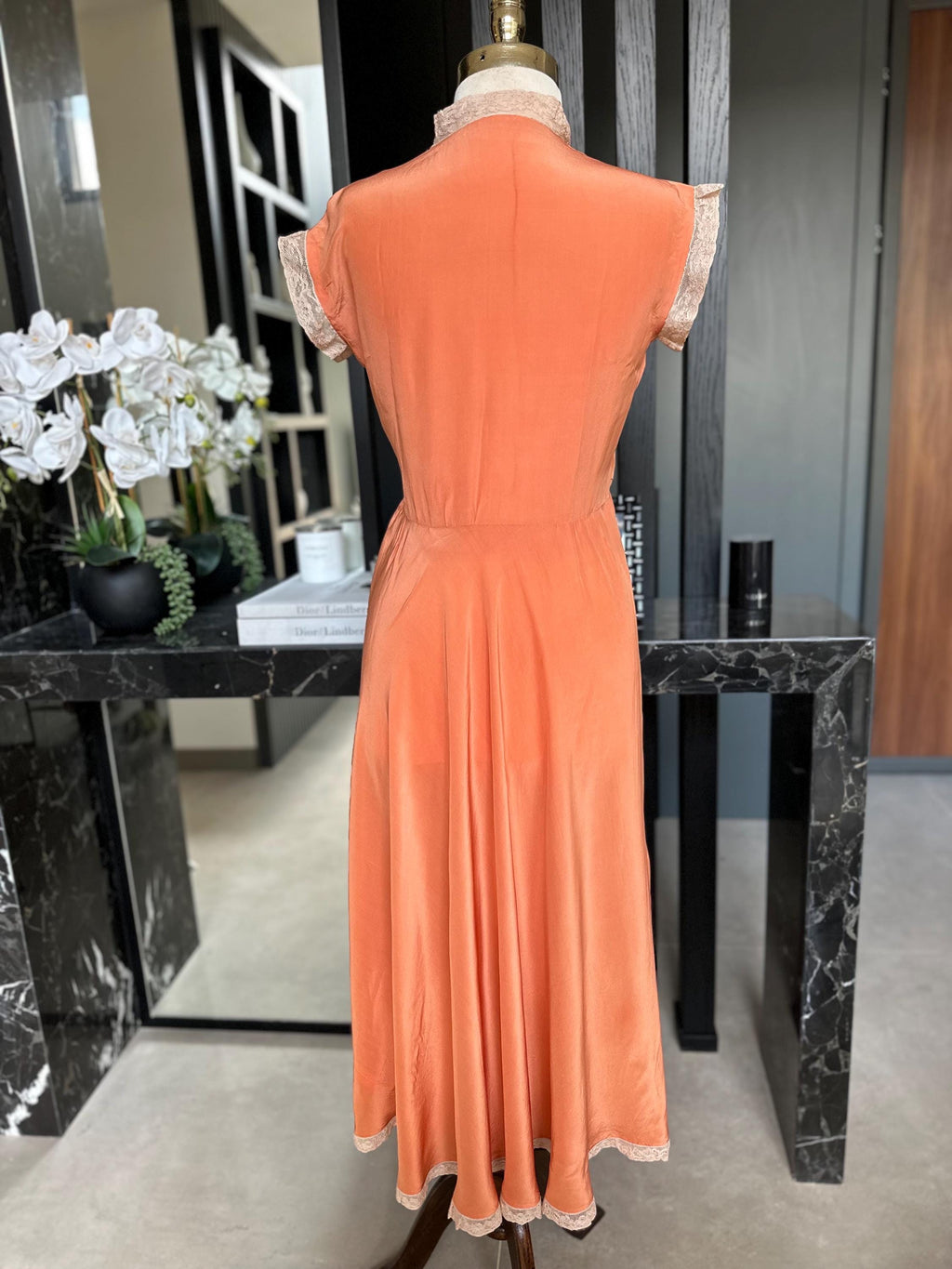 Antique 1920s-1930s Peach Silk  Nightgown dress – Authentic Art Deco dress