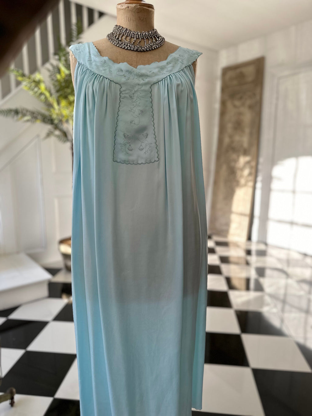 Vintage 1950s slip dress loose smock satin