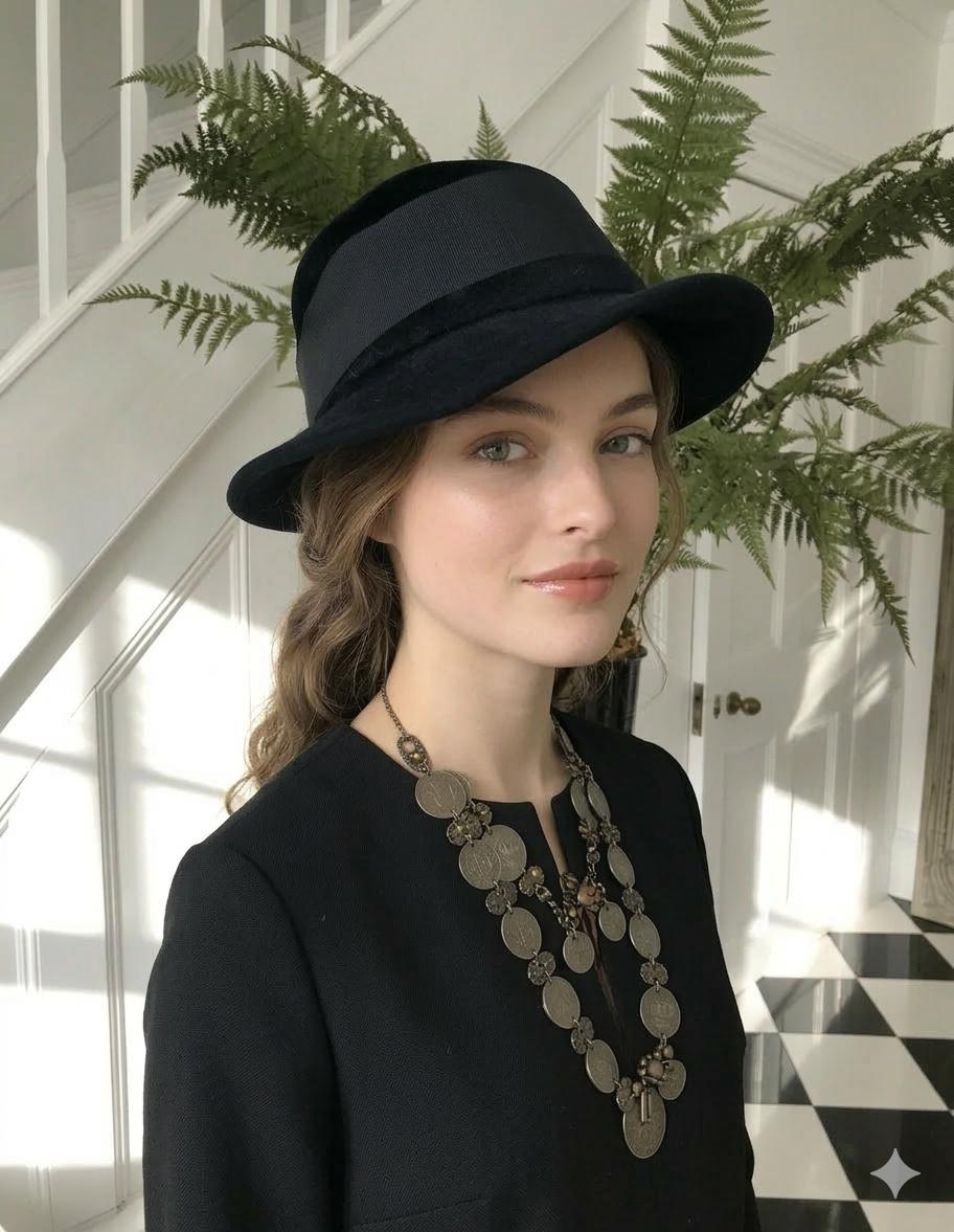 1970s vintage wool felt fedora style hat