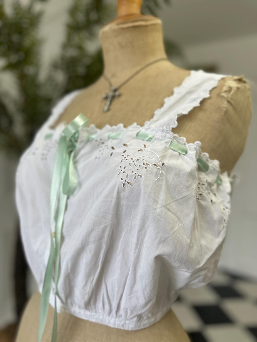 Elegant Victorian Edwardian Lace and Cotton Corset Cover