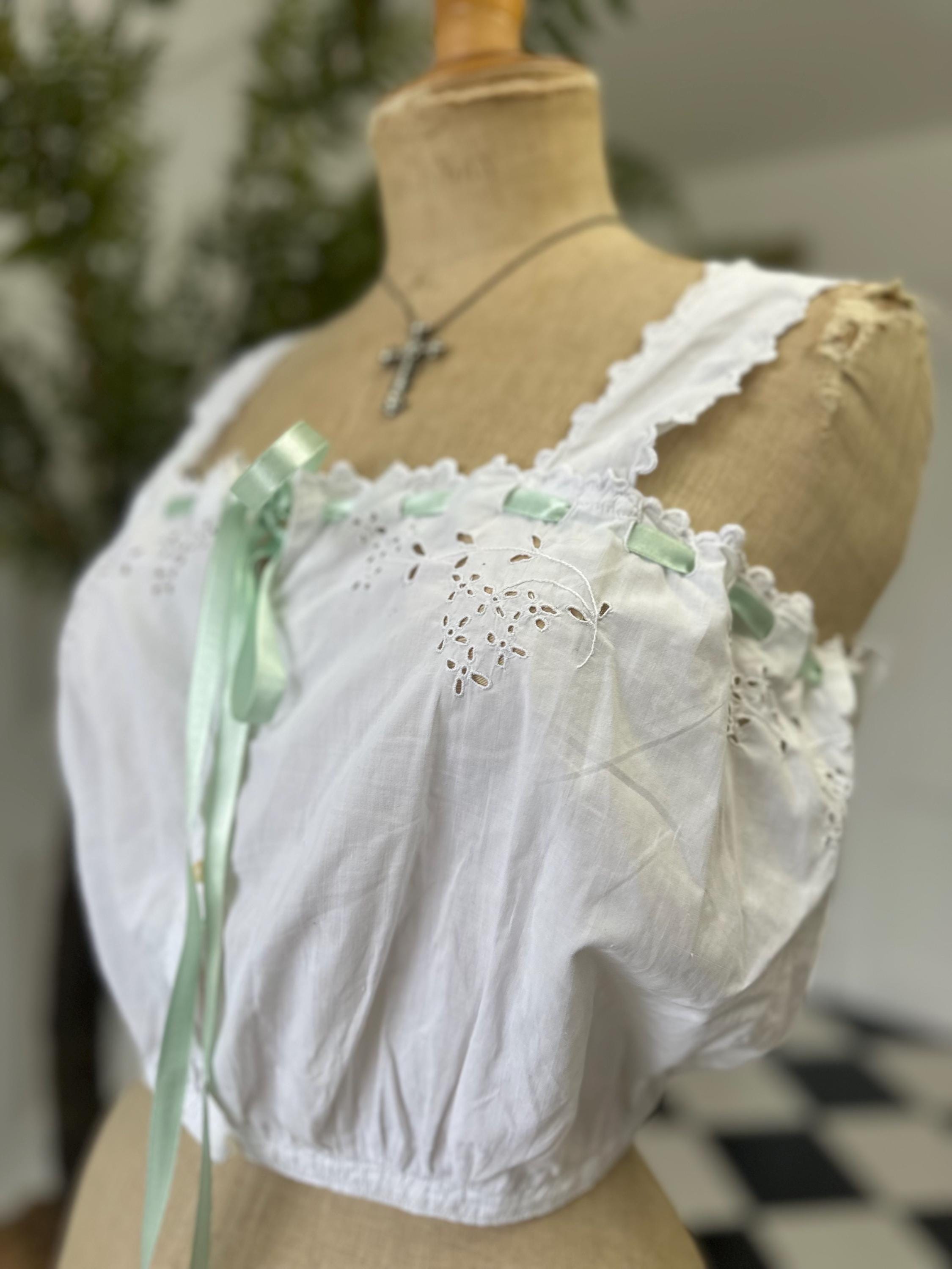 Elegant Victorian Edwardian Lace and Cotton Corset Cover
