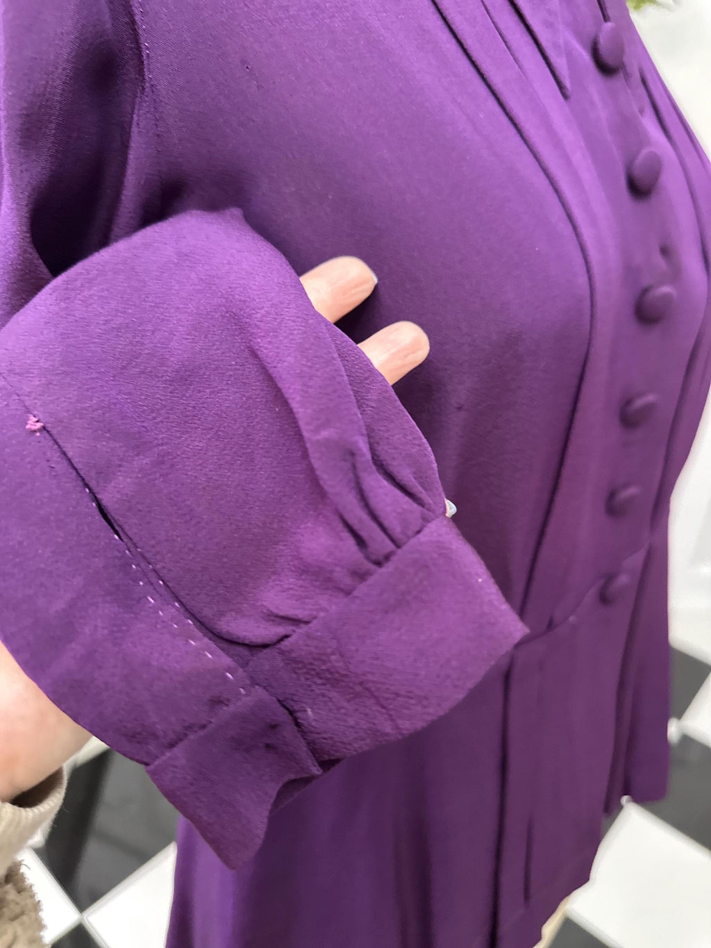 1940s silk blouse in dark purple