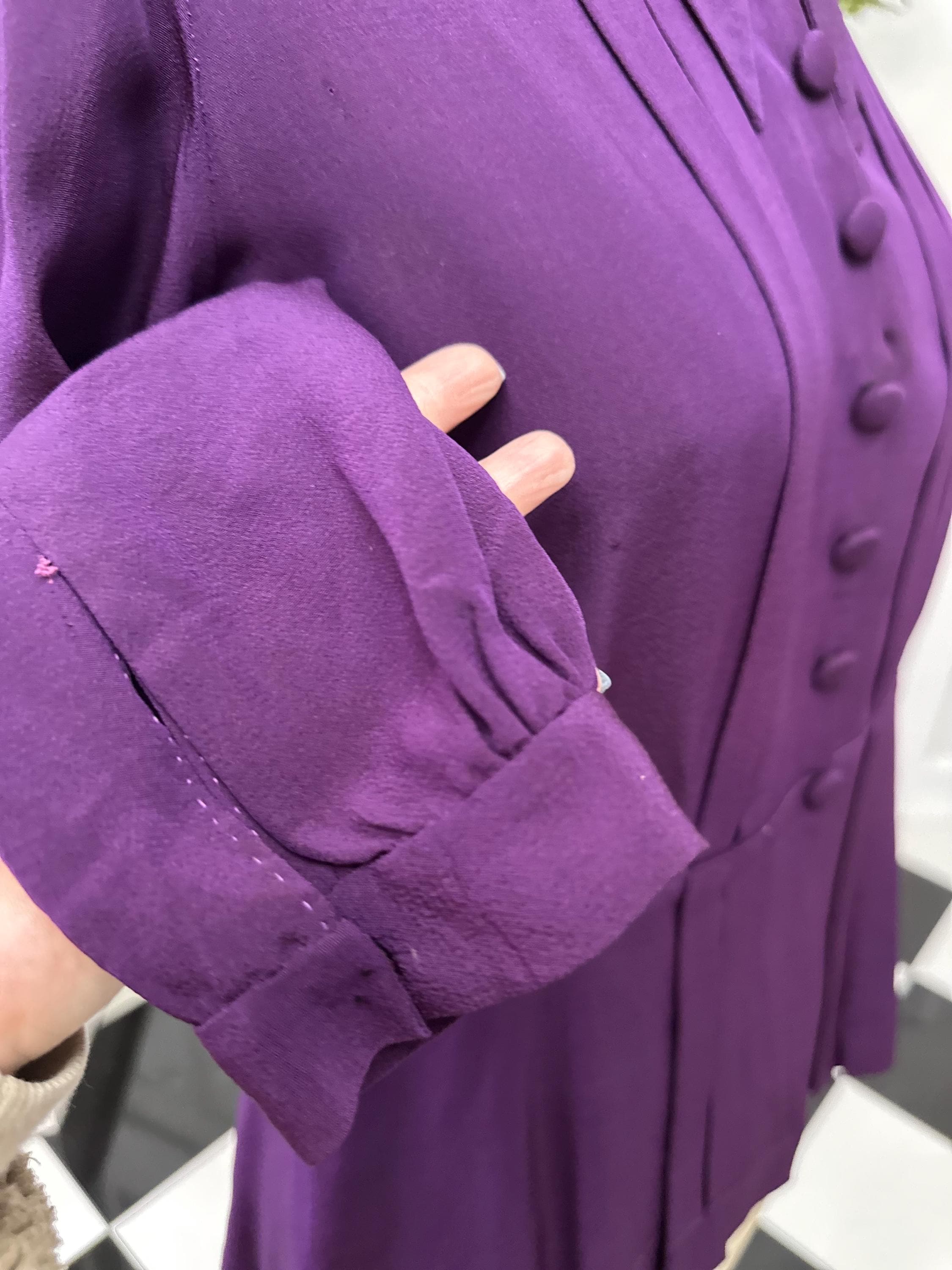 1940s silk blouse in dark purple