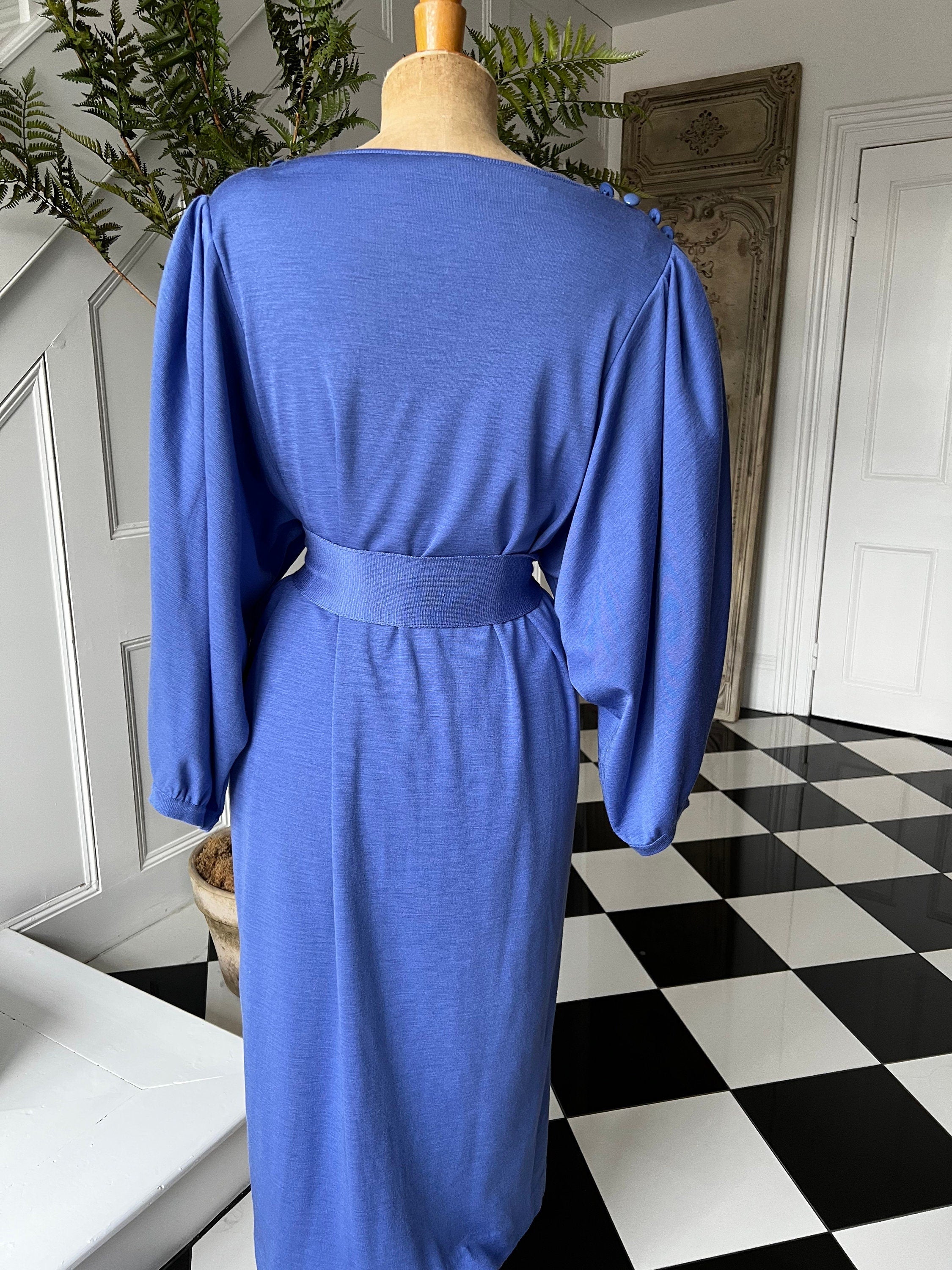 Vintage 1980s Tricot knitted dress with pearl embellishment size UK 12 / 14